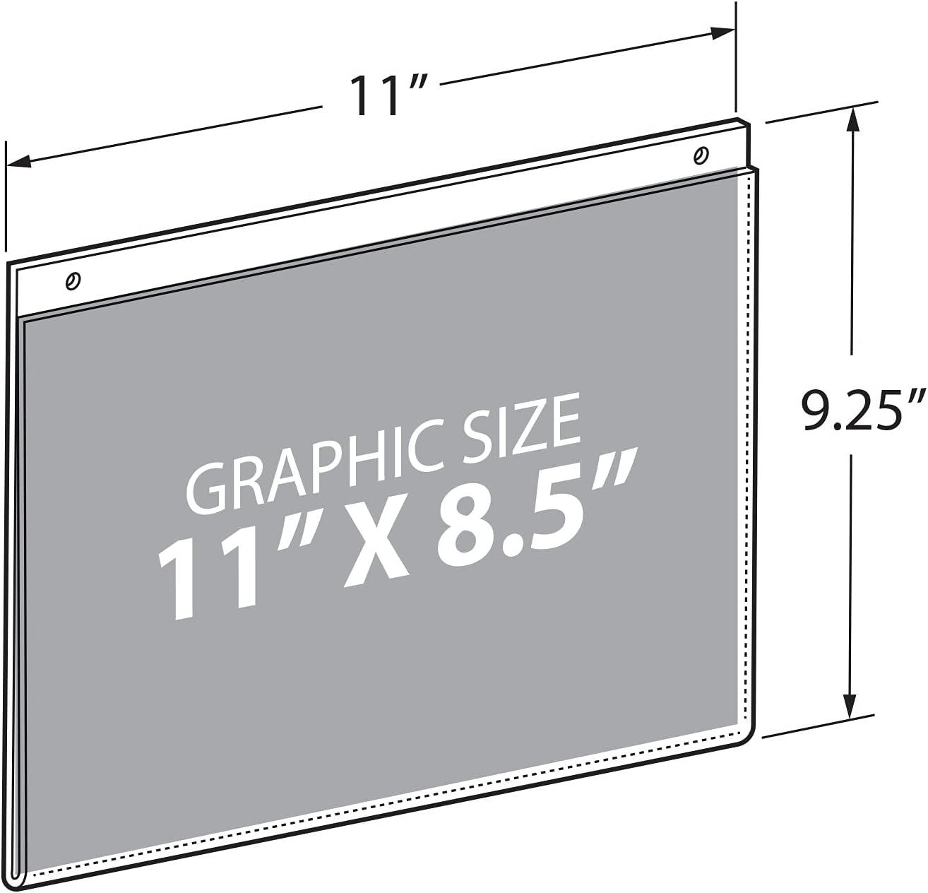 Clear Acrylic Horizontal Wall Mount Sign Holder, 8.5" x 11", 10-Pack