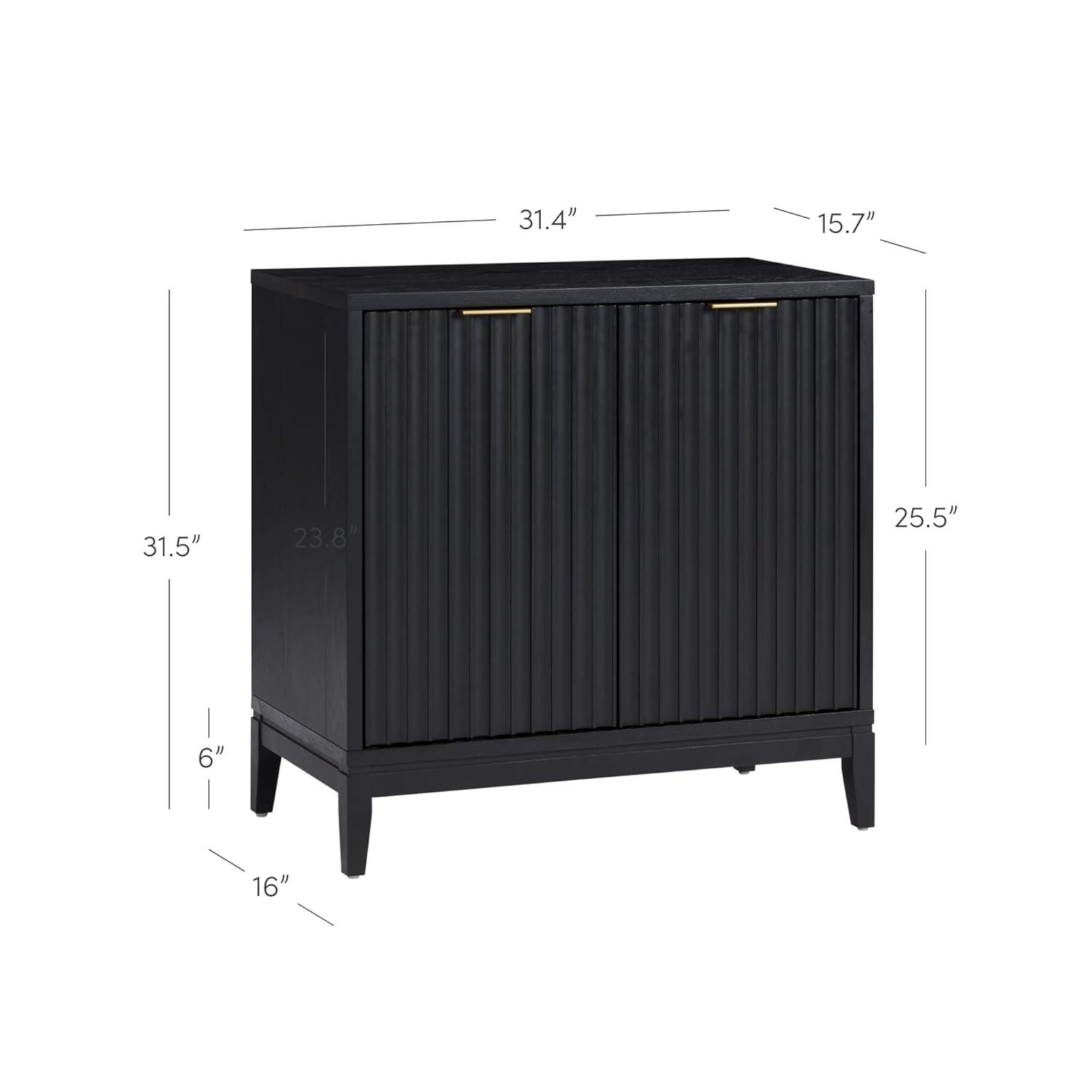 Nathan James Set of 4 Jasper Wood Fluted Console Table with Doors Black