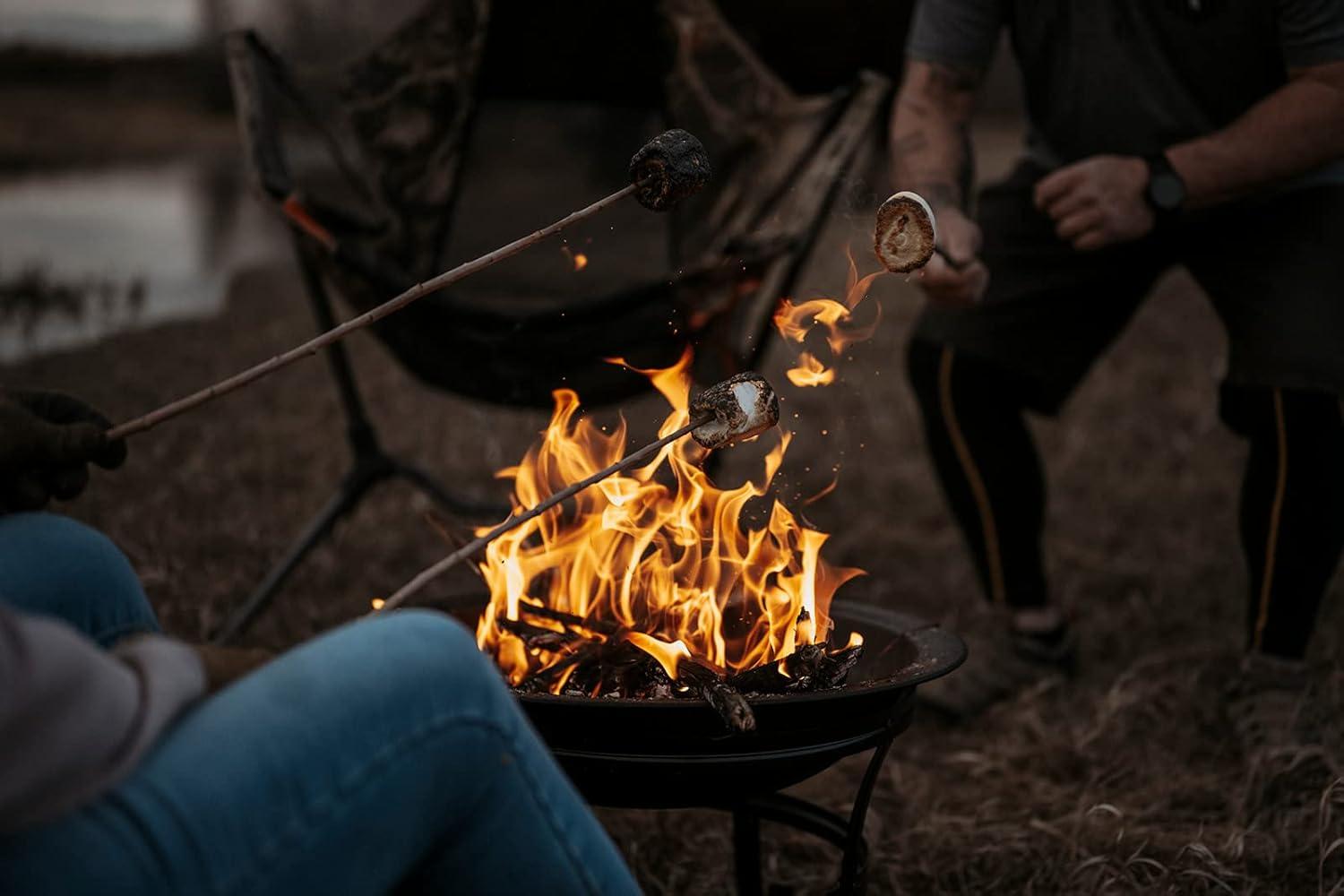 21.5" Black Alloy Steel Round Outdoor Fire Pit with Mesh Lid