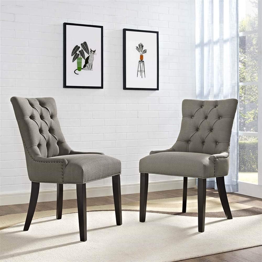 Modway Regent Dining Side Chair Fabric Set of 2 in Teal