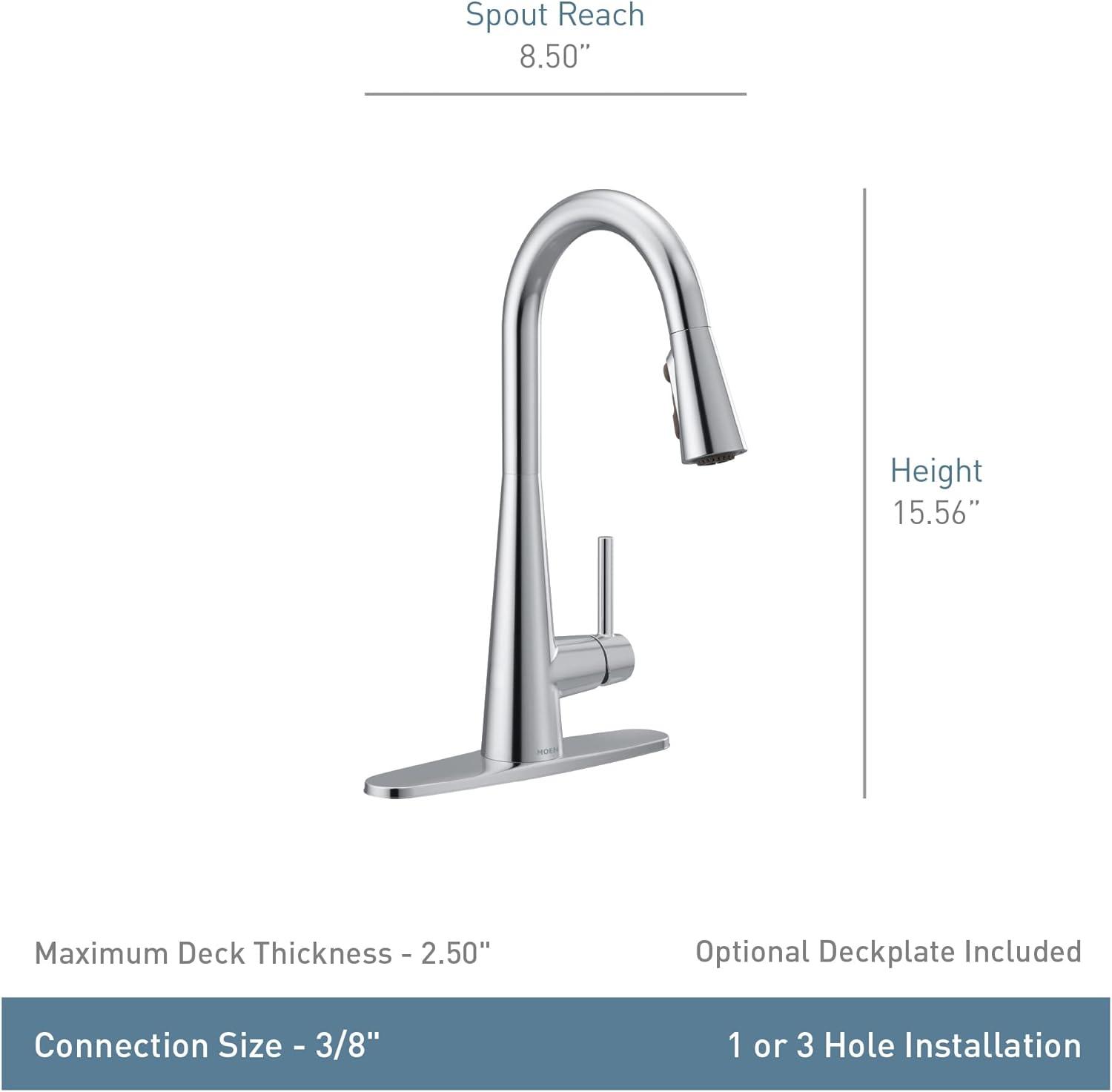 Sleek Pull Down Single Handle Kitchen Faucet with Power Boost Technology and Duralock