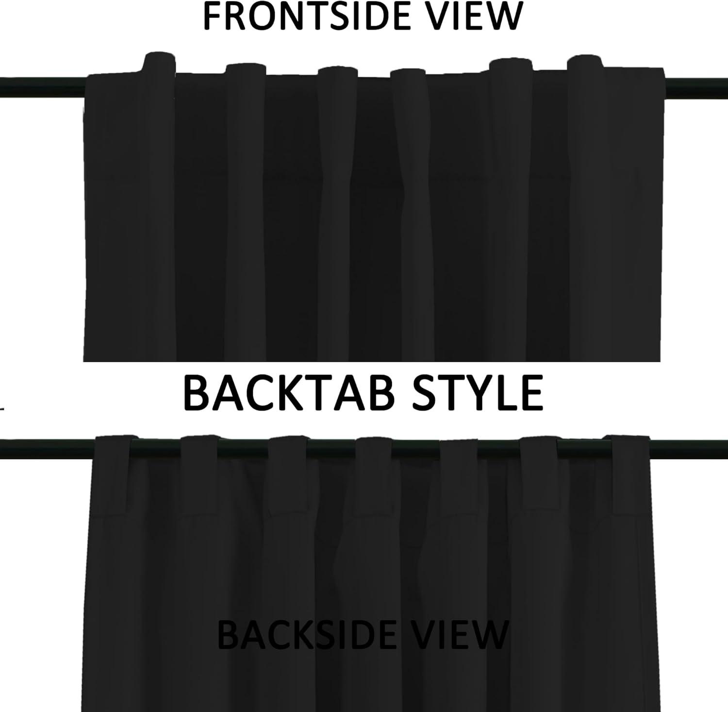 Coodeto Short Blackout Curtains Black, Set of 2, W52 x L63 - Blackout Curtains for Kitchen and Kids Bedroom