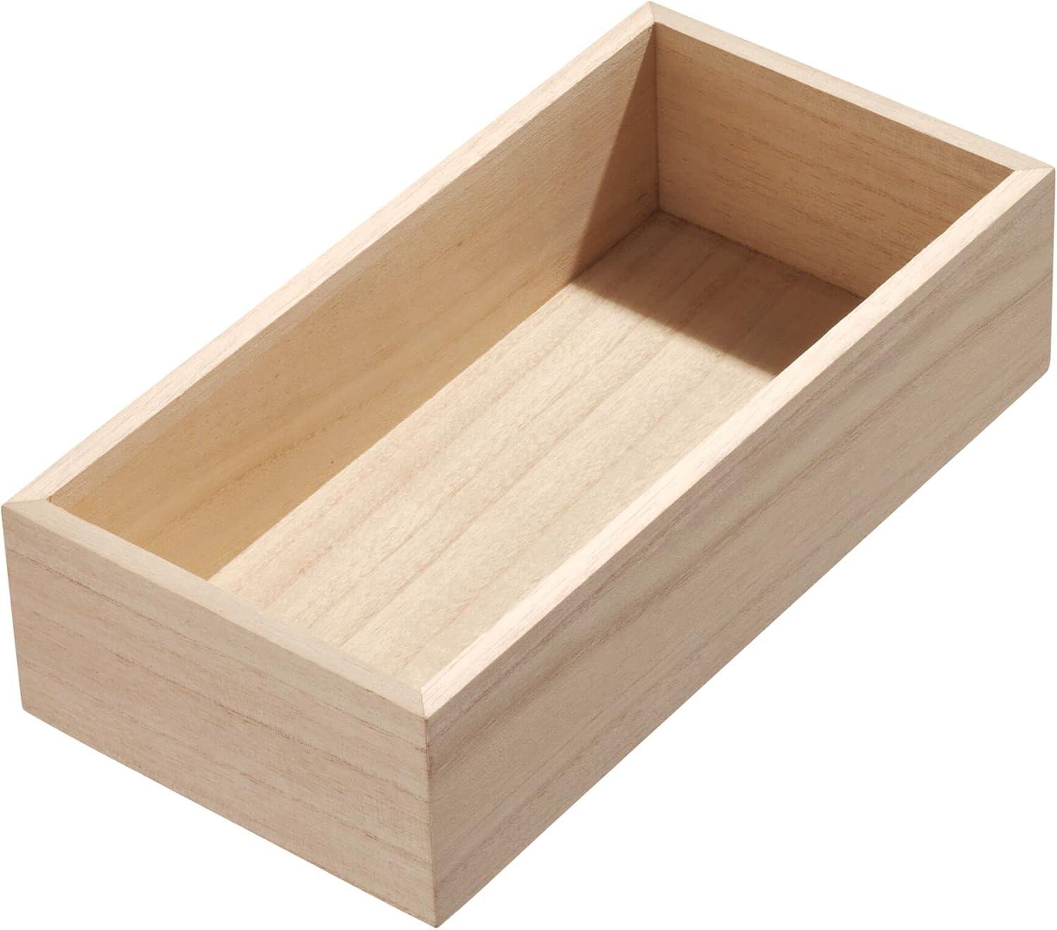 iDesign Renewable Wood Collection in Paulownia Wood Drawer Organizer Bin, 3.3" x 15" x 2.5"