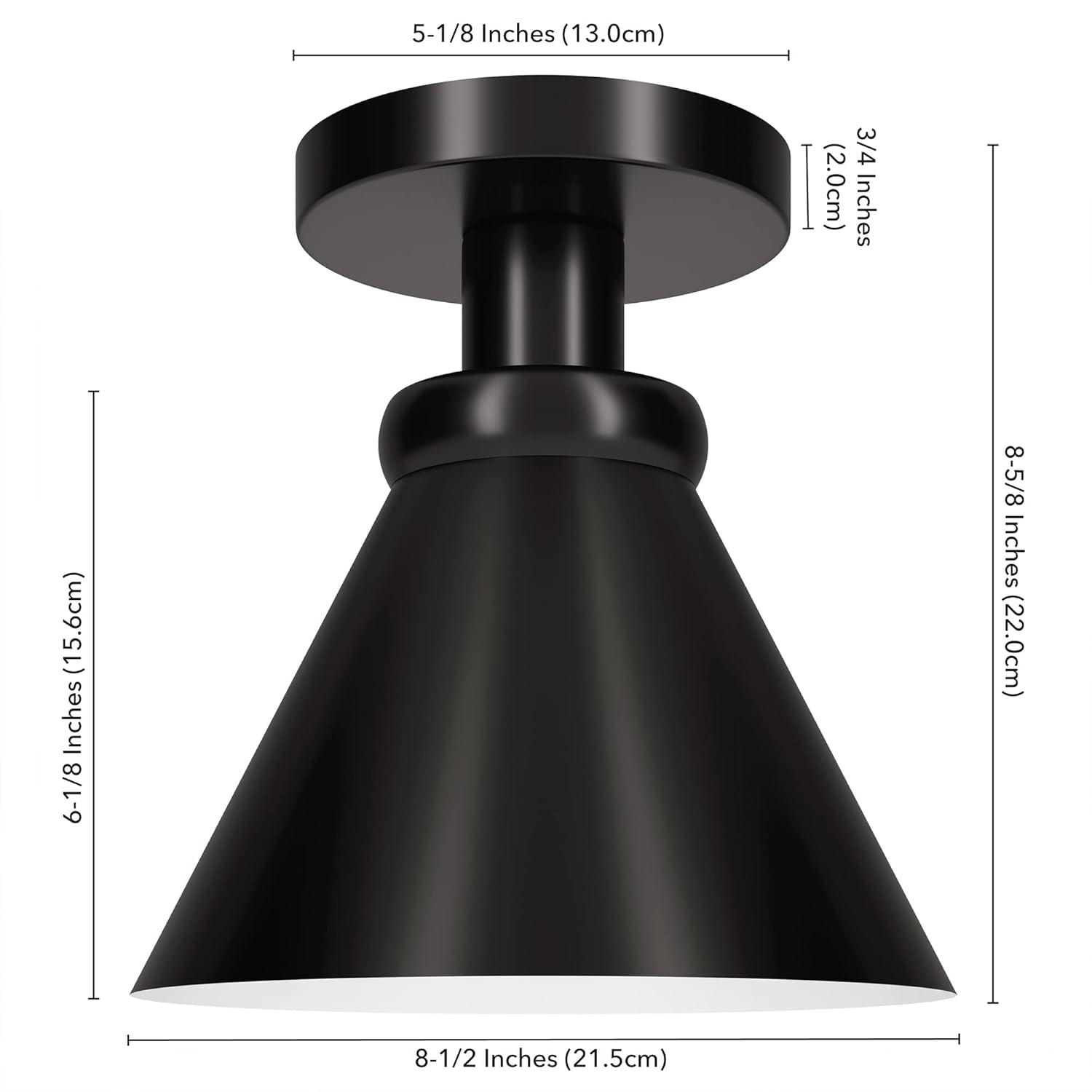 Evelyn&Zoe 8.5" Black Semi Flush Mount