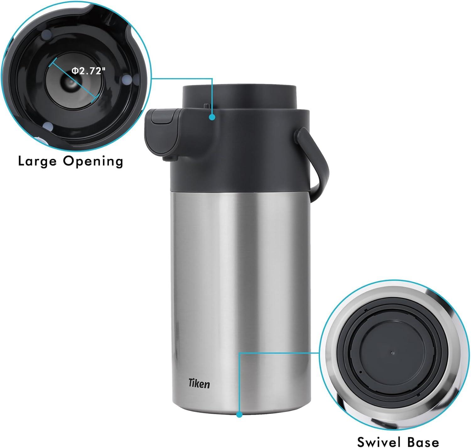 Tiken 4L Stainless Steel Insulated Coffee Carafe with Pump