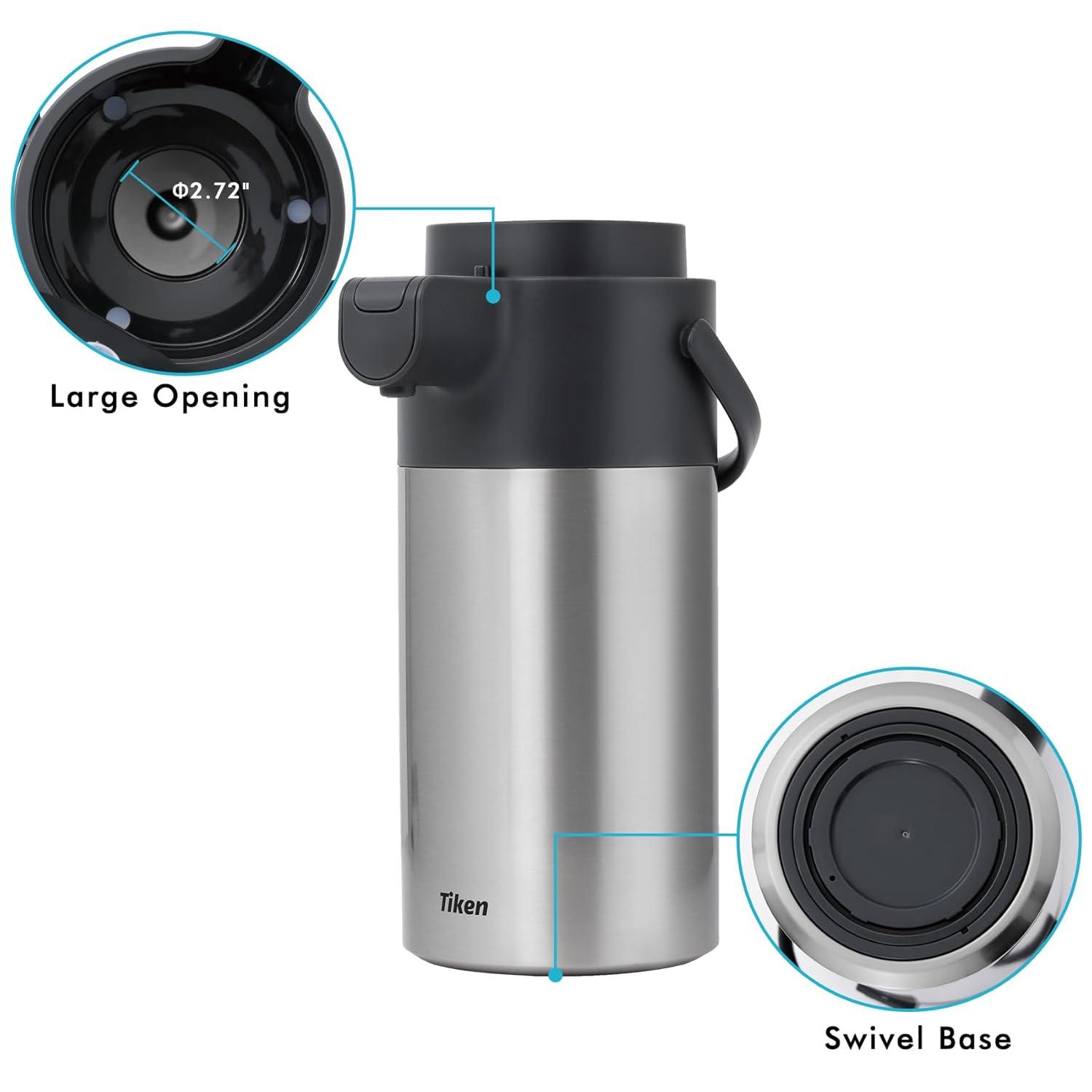 Tiken 4L Stainless Steel Insulated Coffee Carafe with Pump