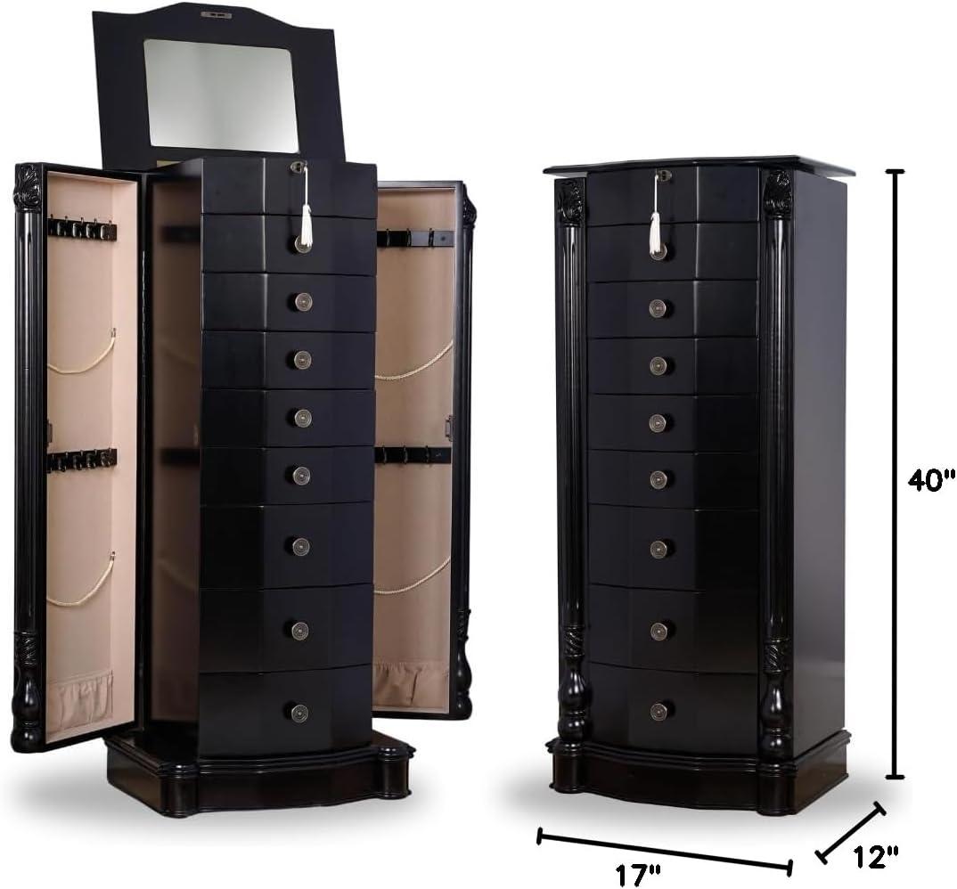 Hives and Honey Florence 8 Drawer Standing Jewelry Armoire - Rich Black