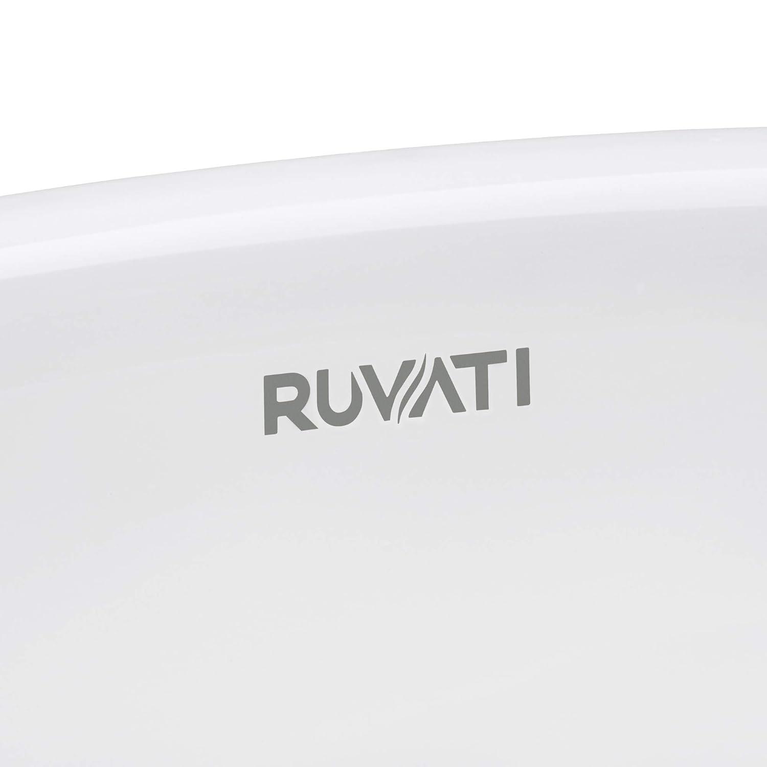 Ruvati RVB0616 Ruvati inch Undermount Bathroom Vanity Sink White Oval Porcelain Ceramic with Overflow