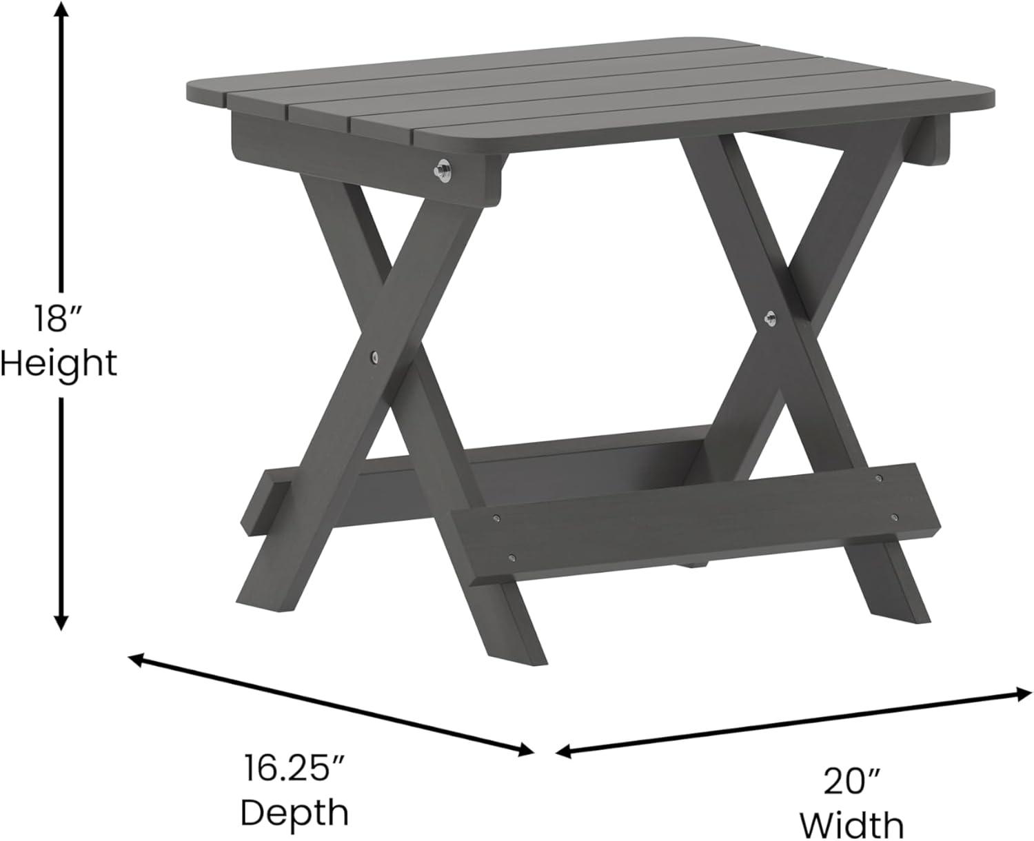 Gray HDPE Folding Adirondack Outdoor Side Table