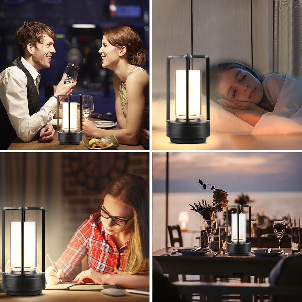 Jkung Portable Metal Table Lamp Touch Control Adjustable Dimmable Flicker Free Rechargeable Cordless Battery Powered Small Desk Lamp