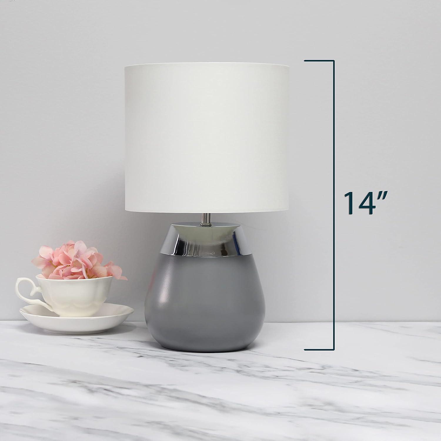 14" Tall Modern Contemporary Two-Tone Metallic Bedside 4 Settings Touch Table Desk Lamp - Simple Designs