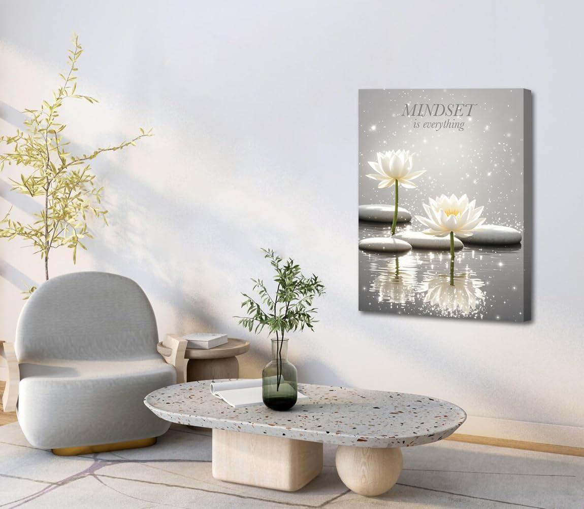 AXXPosters-Lotus Flower Wall Art Canvas Mindset Motivational Quotes Poster for Zen Office Wall Decor Spiritual Meditation Prints Artwork