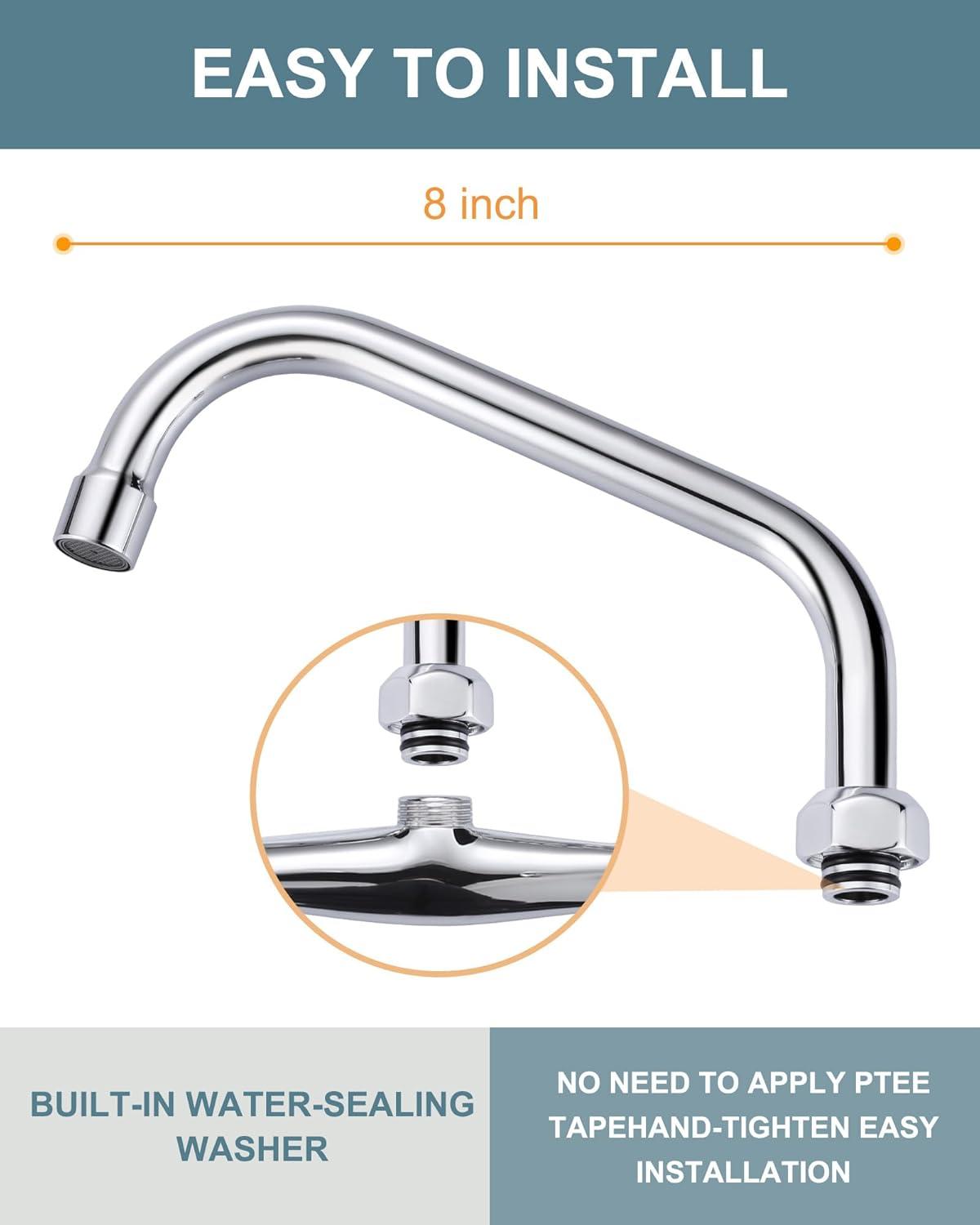 8" Faucet Swing Spout Replacement In Polished Chrome-G3/4 Internal Thread