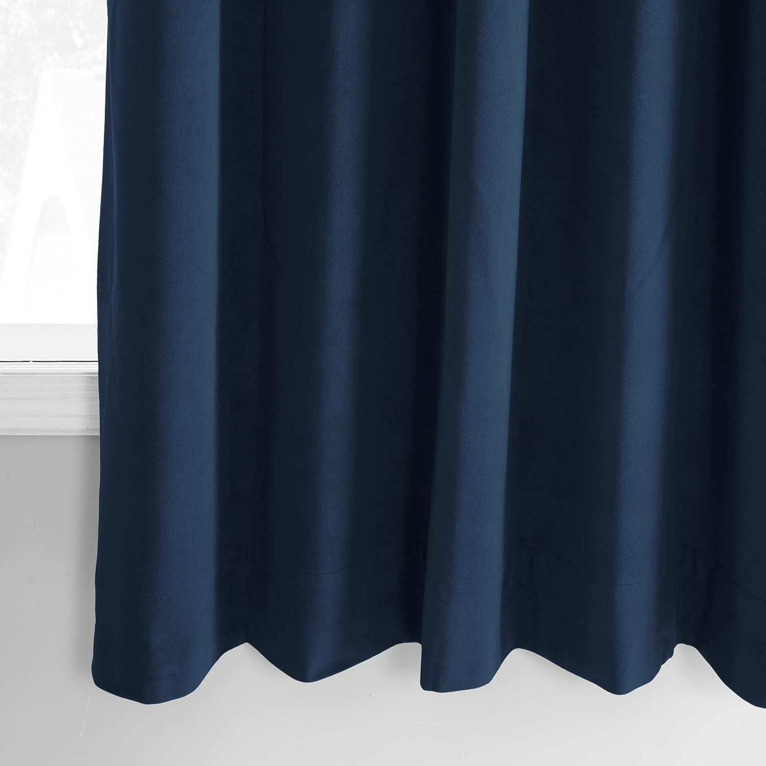 Half Price Drapes Signature Midnight Blue Velvet Blackout Curtains For Bedrooms (1 Panel), 50WX 84L