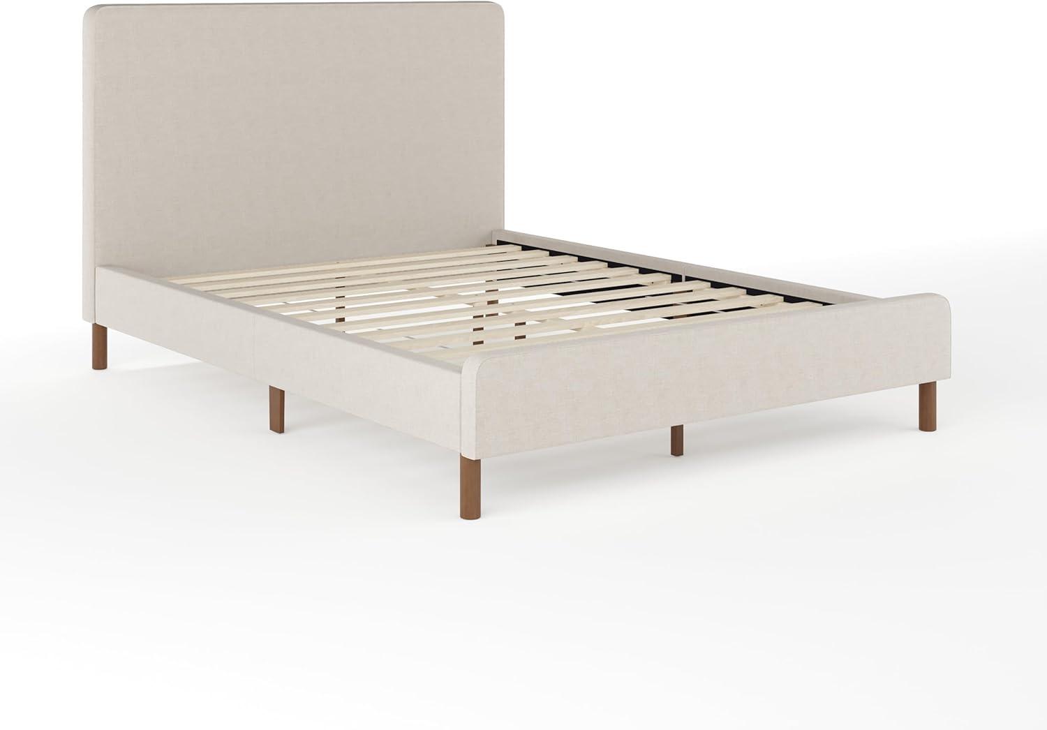 Martha Stewart Martha Stewart Britta Upholstered Platform Bed With Piped Detail Headboard