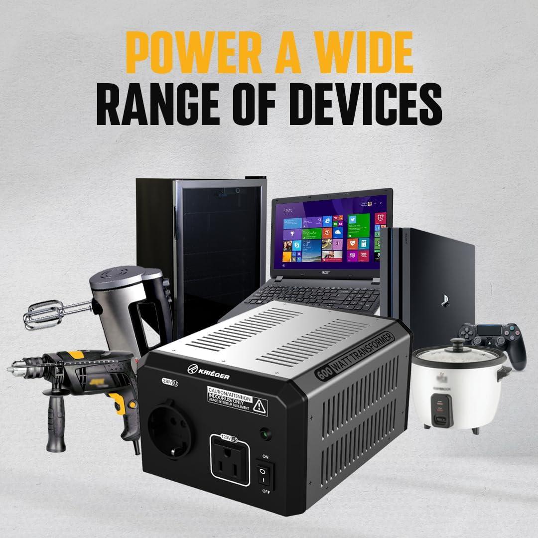 K KRIËGER 600 Watt Voltage Transformer, 220V to 110V, 110V to 220V, Step Up Step Down Voltage Converter, MET Approved Under UL, CSA