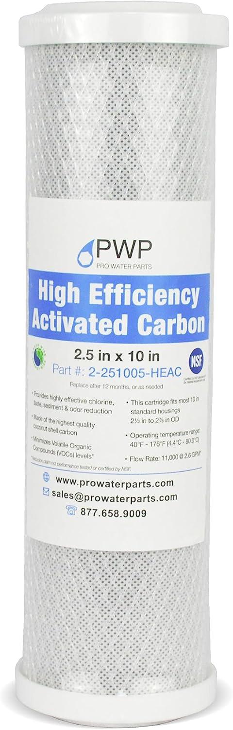 Clear RV Filter Housing with High Efficiency Activated Carbon Filter 2.5X10" 1/2" NPT Ports Replaces FRE-10H