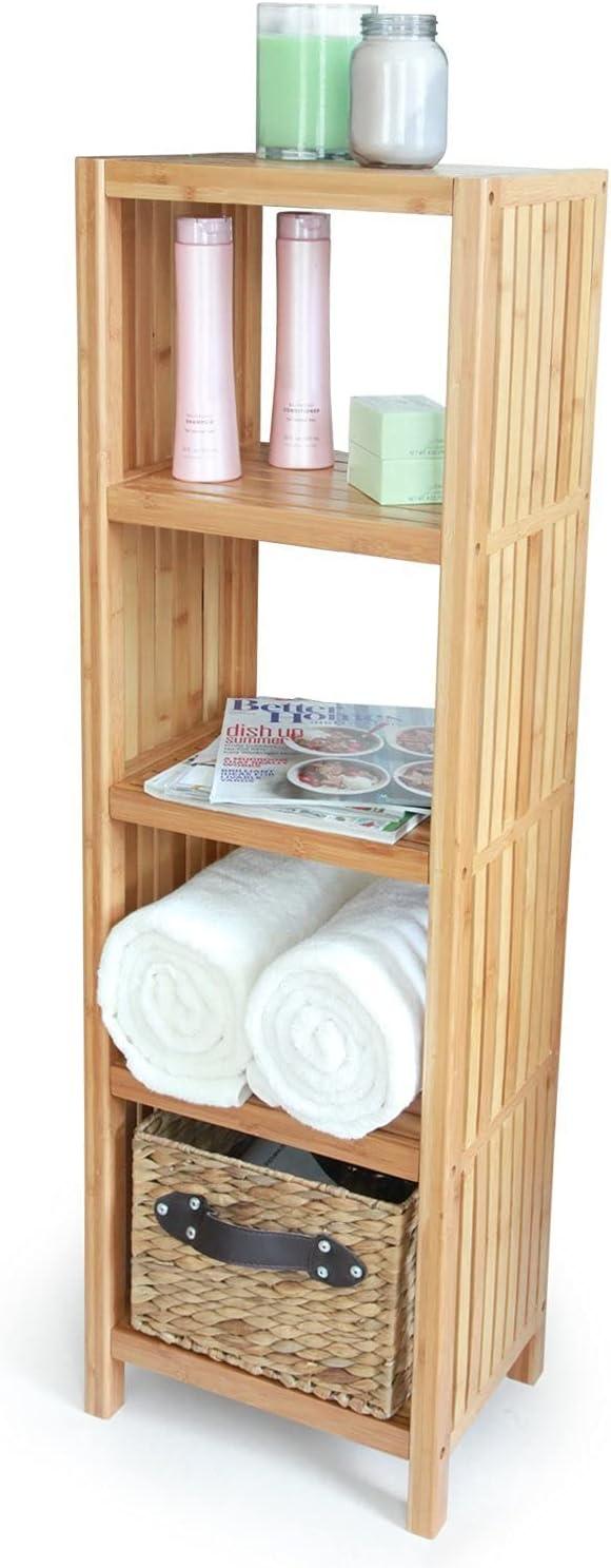 ToiletTree Products Bamboo Freestanding Organizing Shelf - Wooden Bathroom Shelf to Store Toiletries - Bamboo Shelf to Use in the Bathroom, Bedroom, and More - 5-Tier Shelf