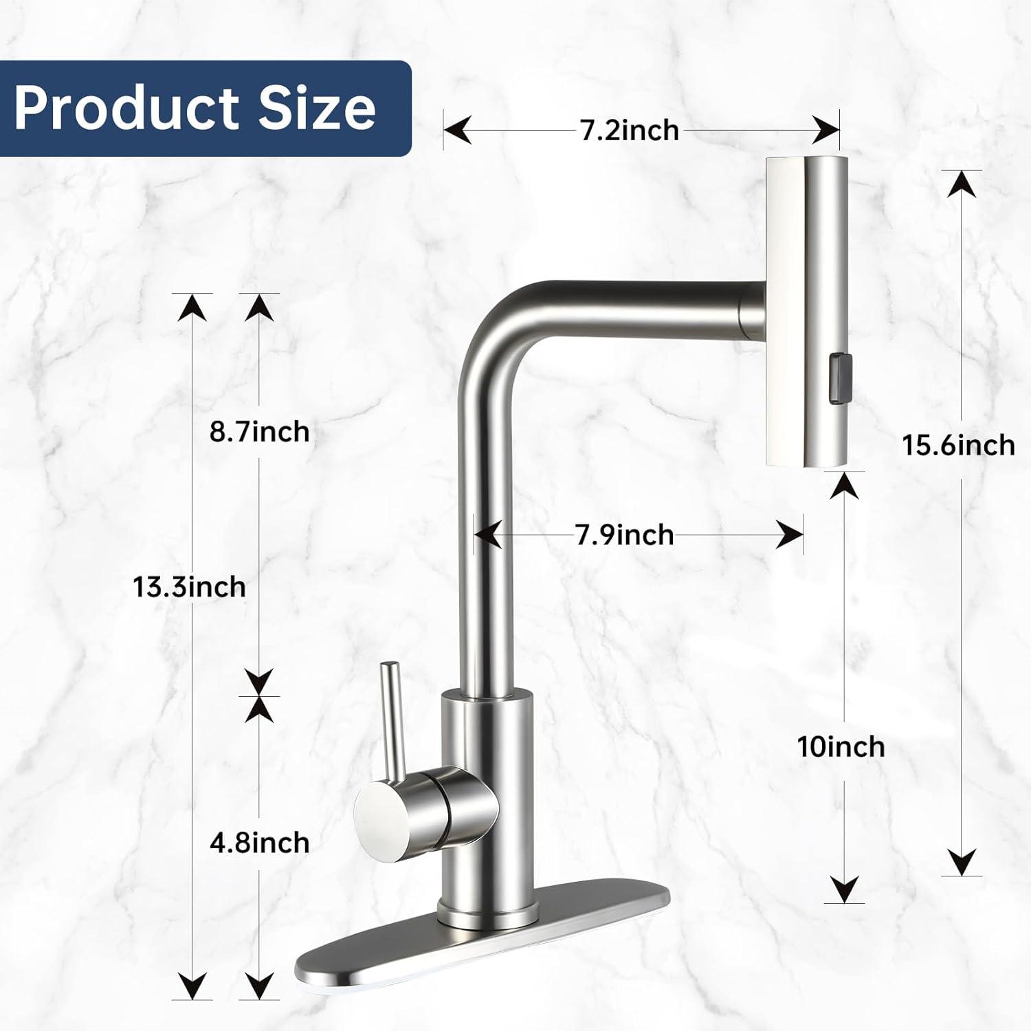 Brushed Nickel High-Arc Kitchen Faucet with Pull-Out Spray