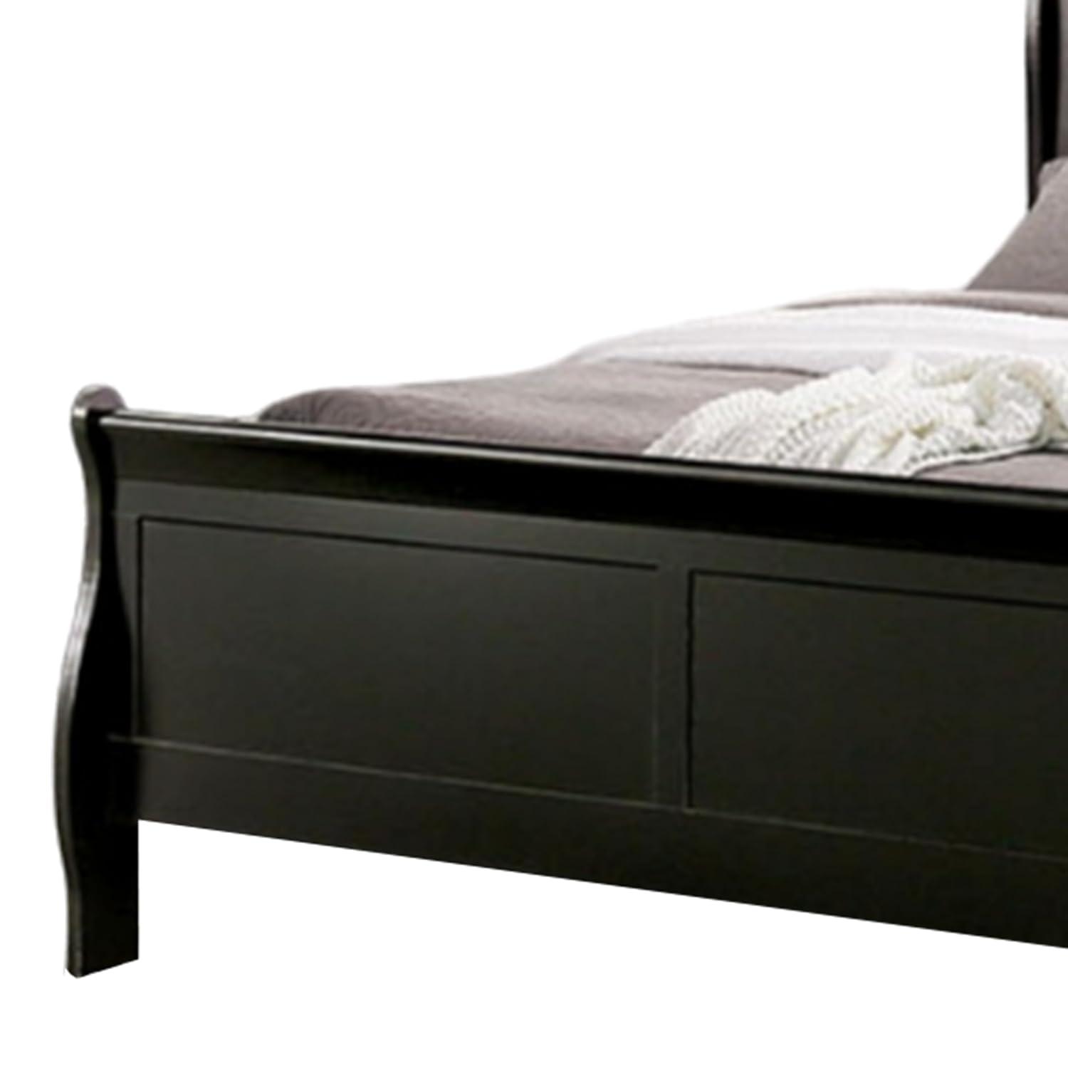 Ryla Bed, Sleigh Panel Headboard, Classic Solid Wood