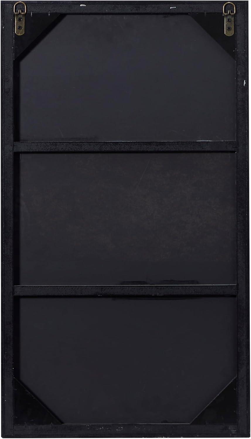 DecMode Contemporary Rectangular Black Wood Wall Mirror, 18"W x 32"H