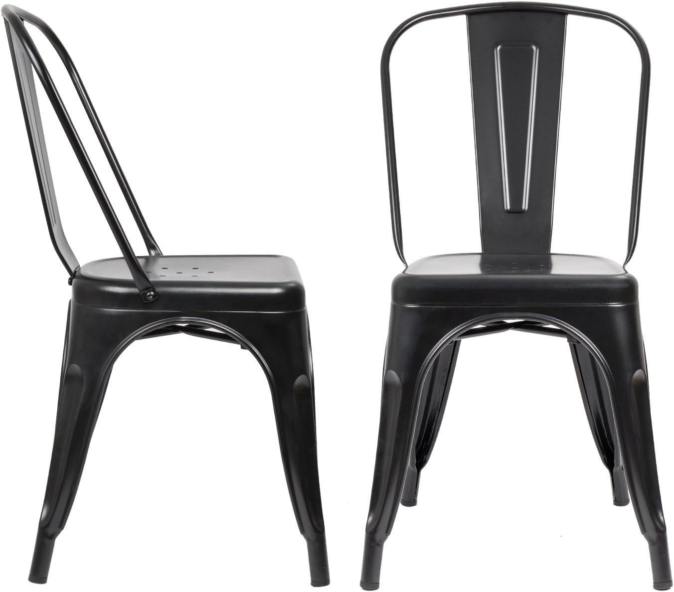 Black Industrial Metal Stackable Dining Chairs Set of 4