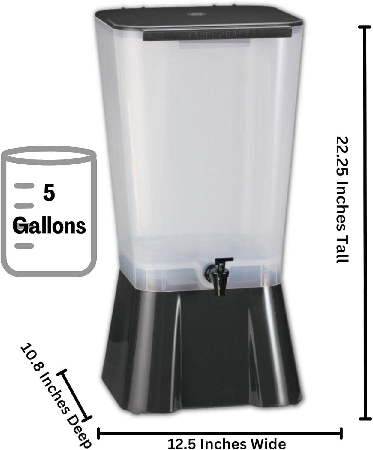 Black and Clear Polypropylene 5 Gallon Beverage Dispenser
