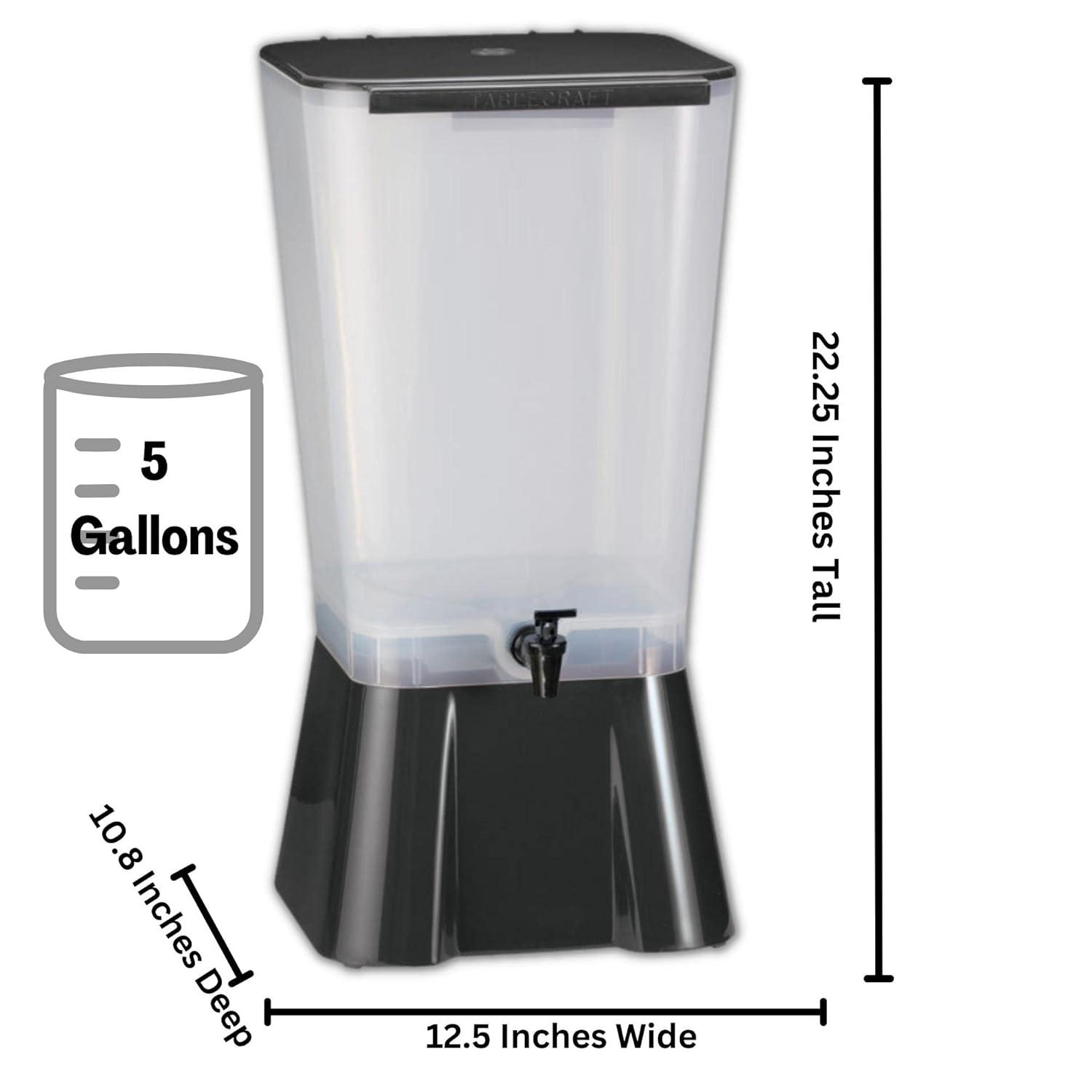 Black and Clear Polypropylene 5 Gallon Beverage Dispenser