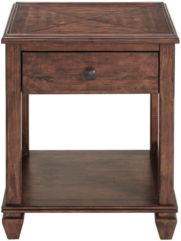 21" Bridgton Square Wood End Table with Drawer Cherry - Alaterre Furniture