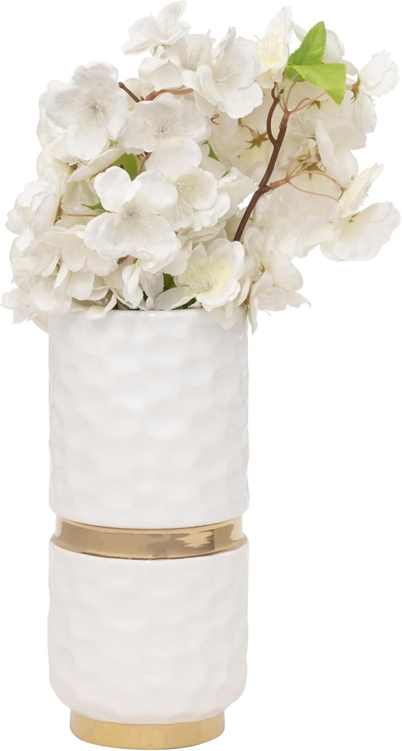 Sagebrook Home 5x10"h Belted Vase, White/gold