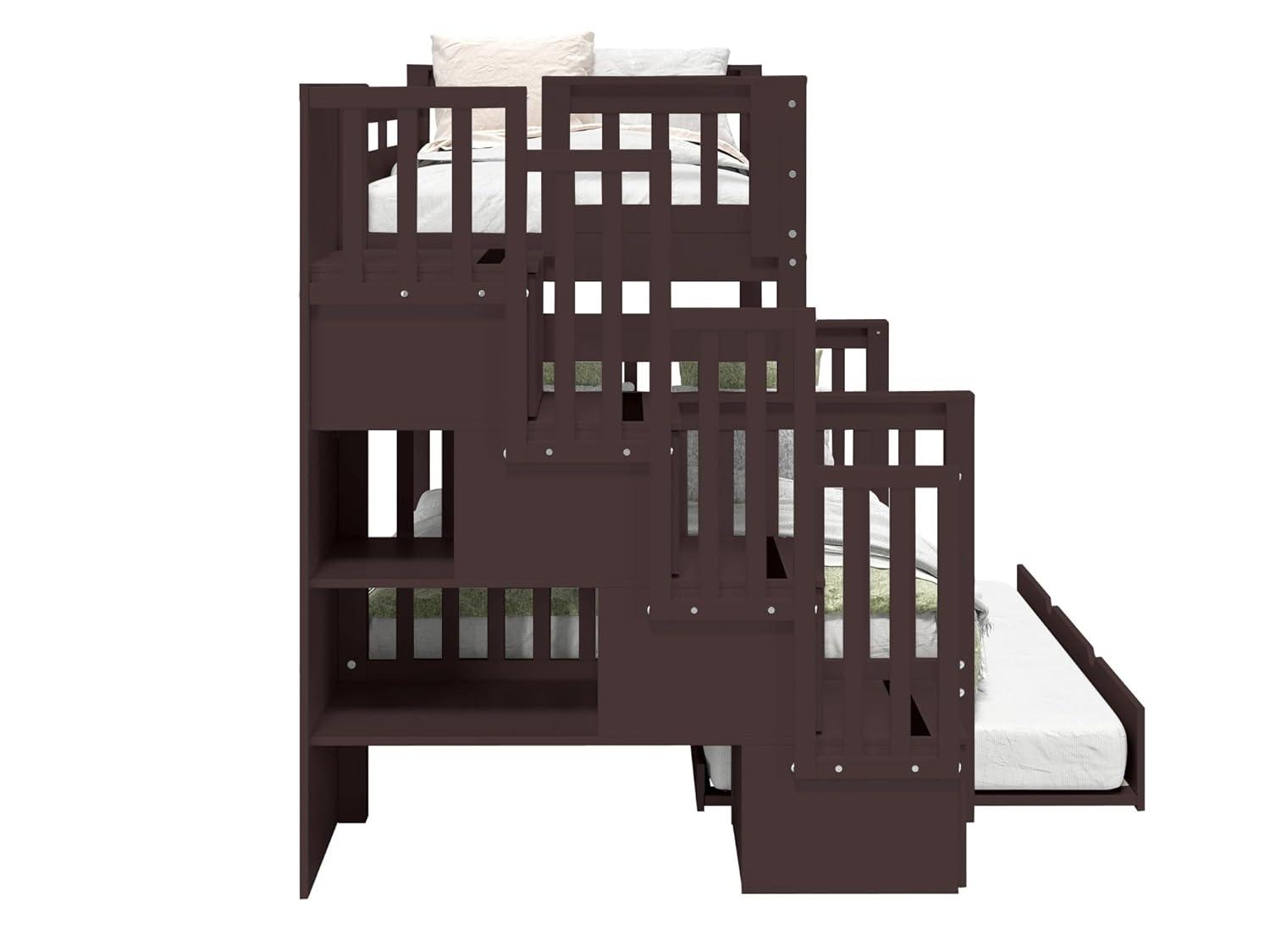 Bedz King - Literas con Escalera Doble con 4 Cajones en los Escalones y una Cama Nido Doble, Color Blanco