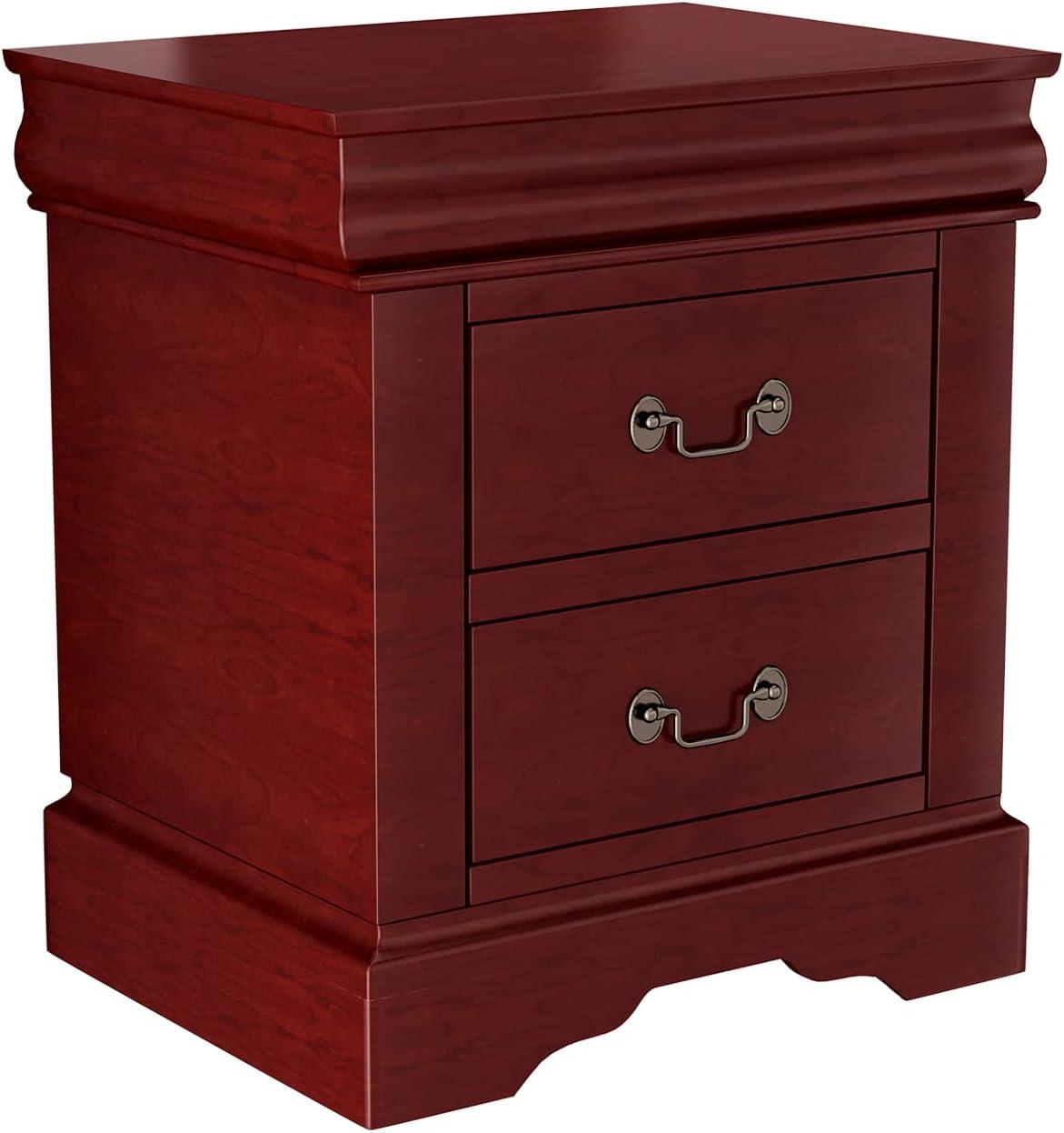 Louis Philippe III Cherry Solid Wood 2-Drawer Nightstand