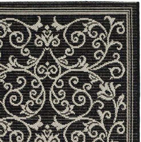 SAFAVIEH Courtyard Nanda Botanical Indoor/Outdoor Area Rug, Grey/Natural, 2'7" x 5'