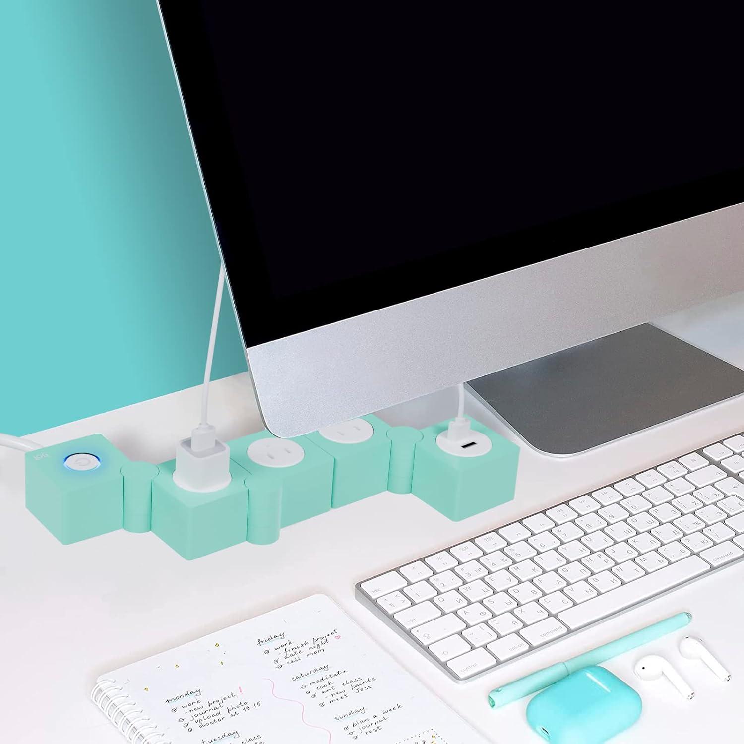 iJoy Flexible Power Strip- 3 AC Outlets and 2 USB Charging Ports with 5 Ft Extension Cord