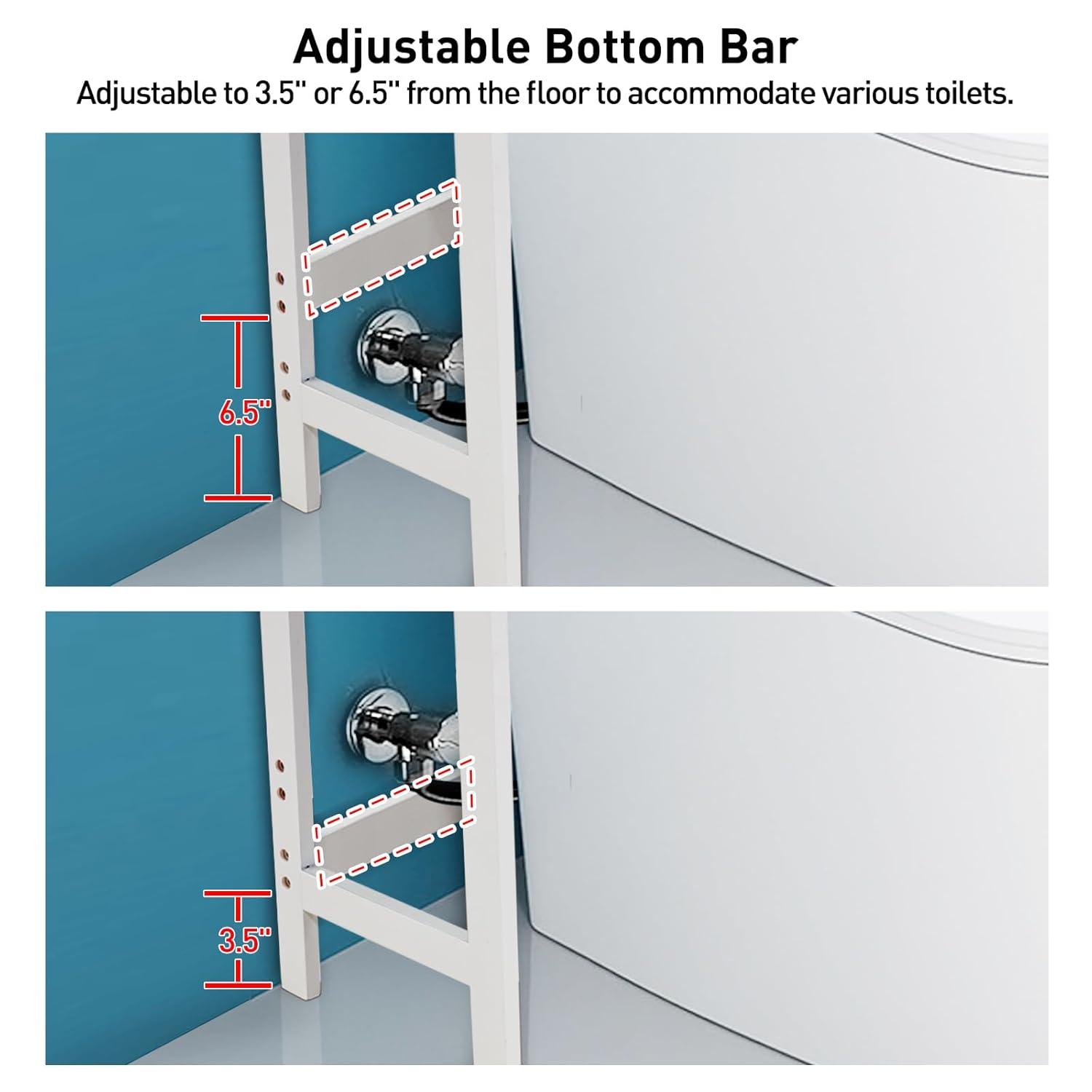 Over The Toilet Storage, 4-Tier Bathroom Organizer Over Toilet with Sturdy Bamboo Shelves, Multifunctional Toilet Shelf, Easy to Assemble and Saver Space, Gray