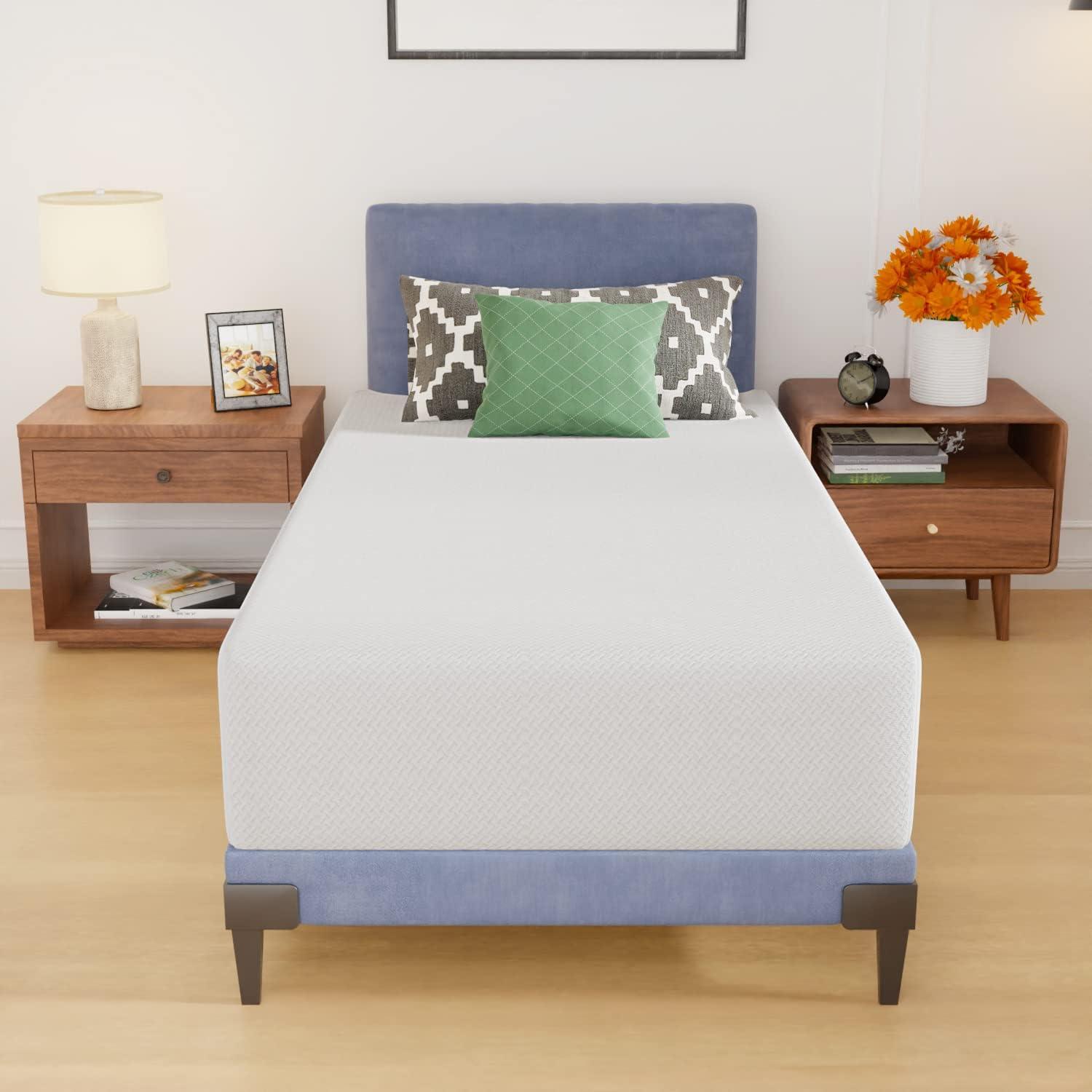 Twin 12-Inch White Gel Memory Foam Mattress with Jacquard Cover