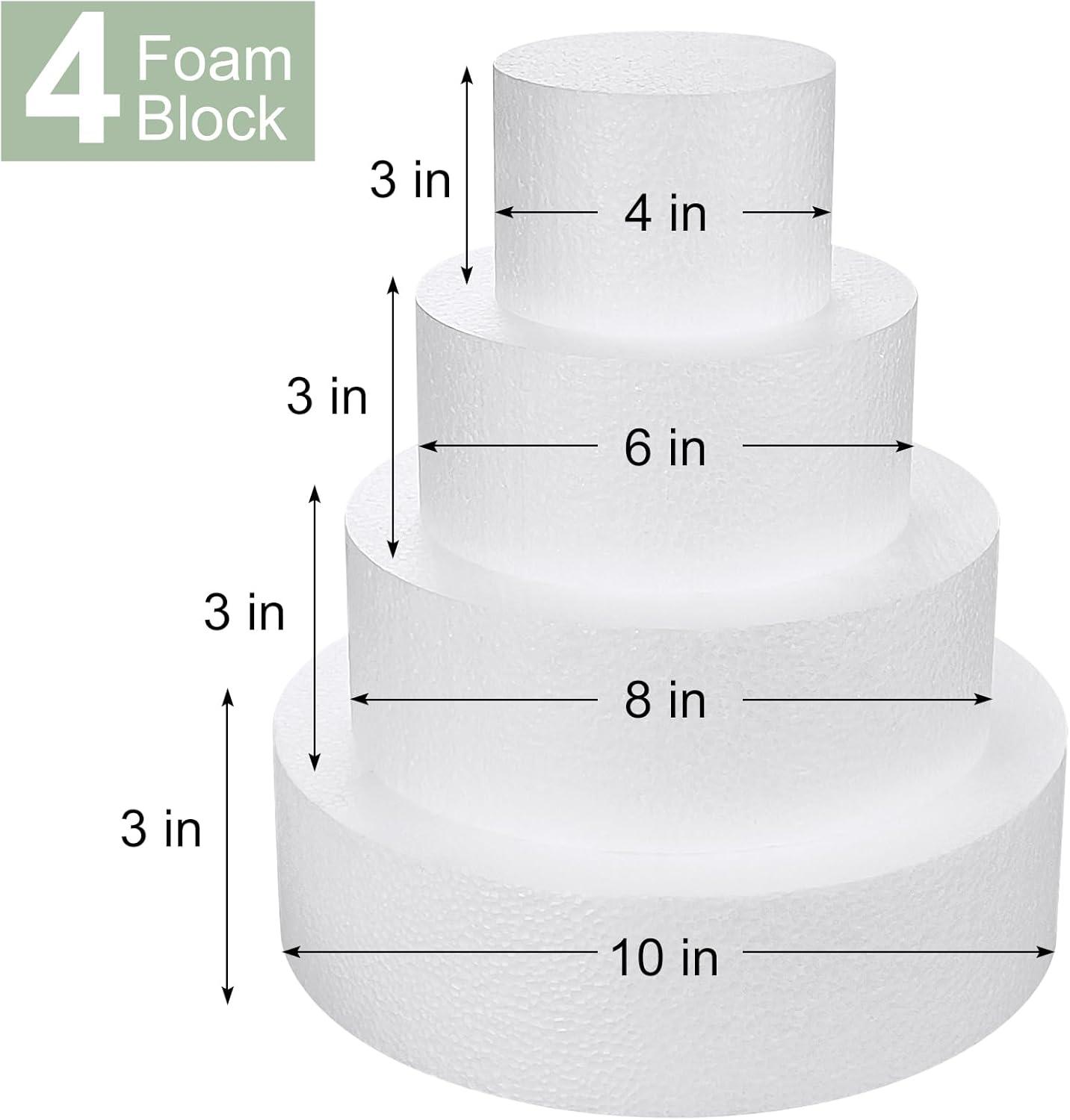 4 Pack Foam Cake Dummy for Decorating and Wedding Display,Sculpture,Modeling DIY Arts,Kids Class,Floral