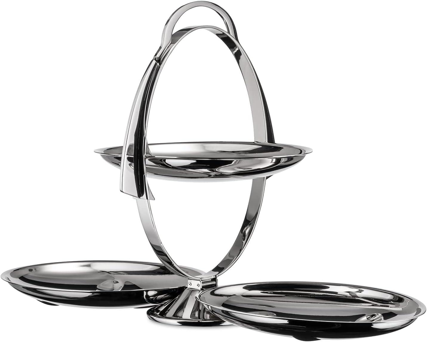 Anna Gong Silver Three-Tier Folding Cake Stand