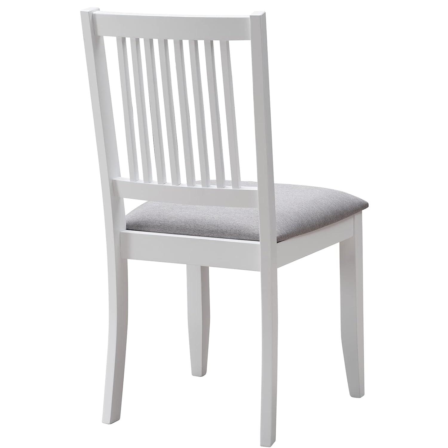 Duhome Rubber Wood Dining Chairs Set of 2, Slat Back Farmhouse Dining Room Chairs Kitchen Side Chairs with Upholstered Seat, White