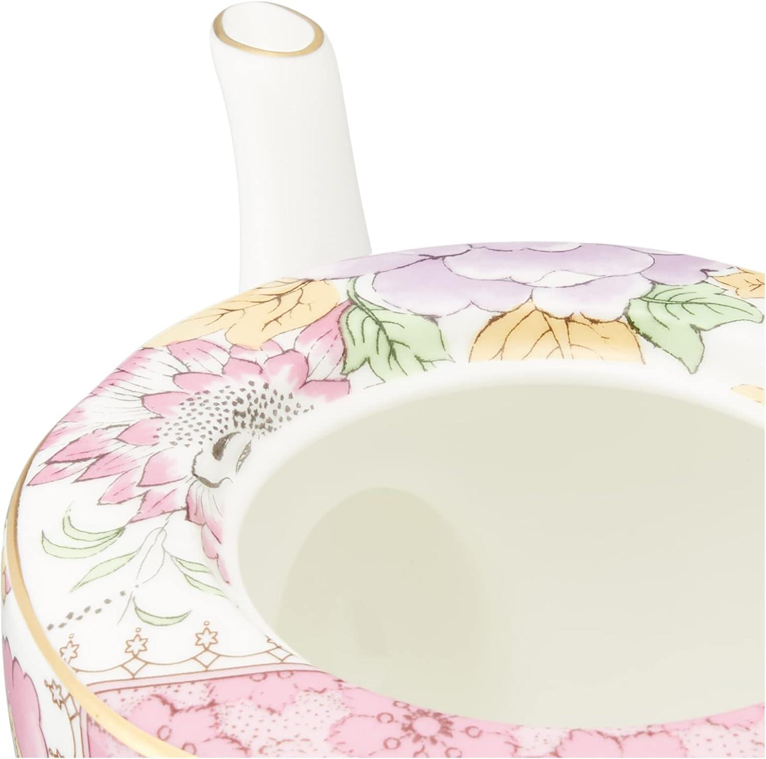 Butterfly Bloom Floral Bone China Teapot with Gold Accents