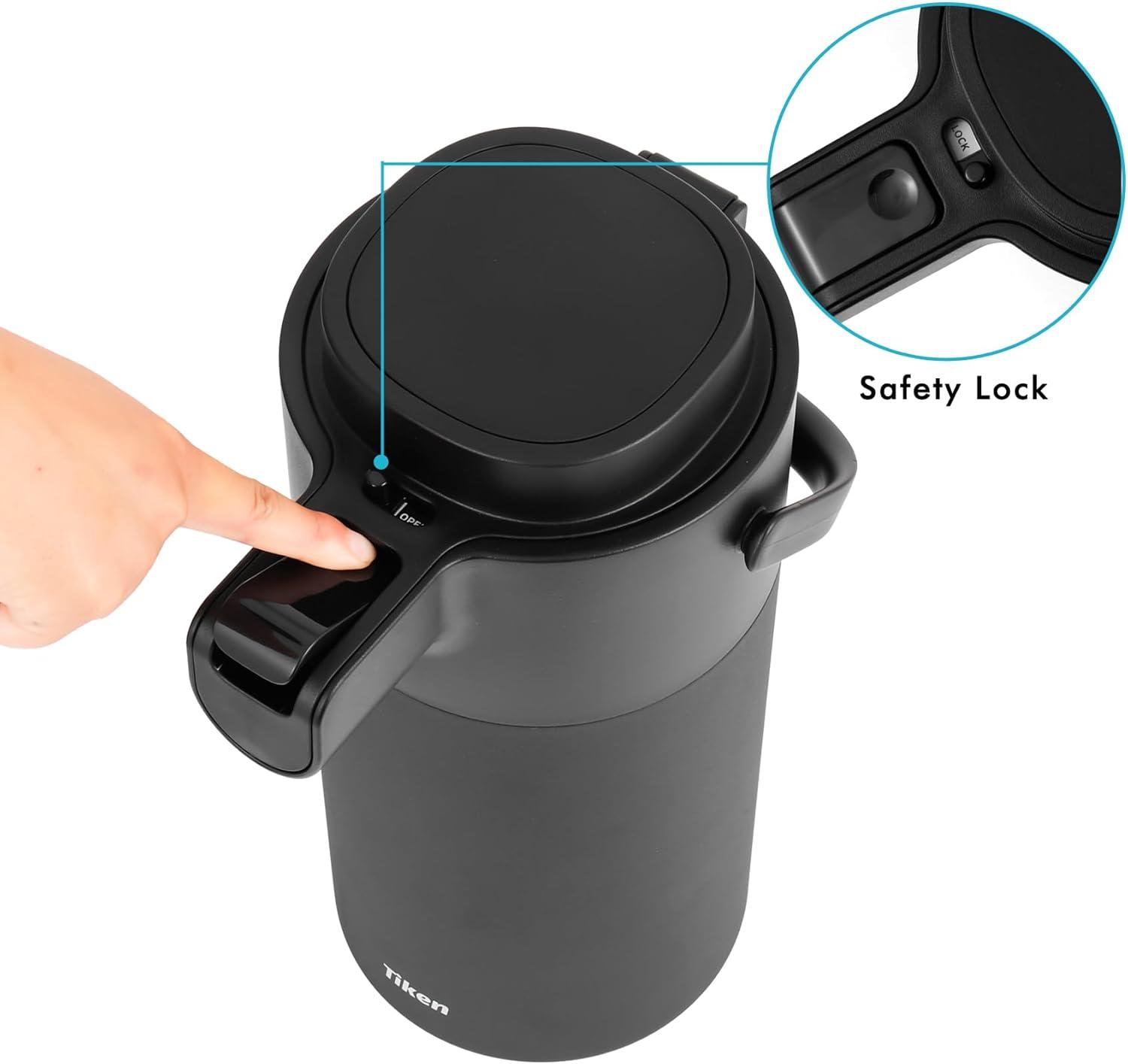 Stack man Airpot Coffee Dispenser With Pump - 135Oz/4L Thermal Coffee Carafes For Hot Beverage - Stainless Steel Insulated Coffee Thermos Carafe, Black