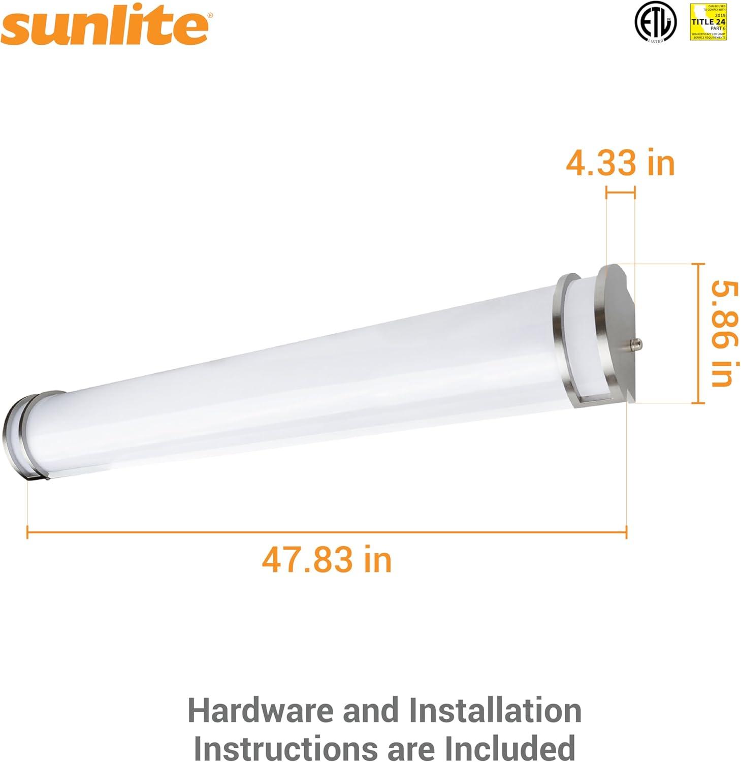 Sunlite 48-Inch Linear LED Bar Vanity Fixture, Power Selectable 28W/35W/40W, 100-277V, 4048 Lumens, Color Selectable 30K/40K/50K, 90 CRI, Dimmable, ETL Listed, Title-24 Compliant