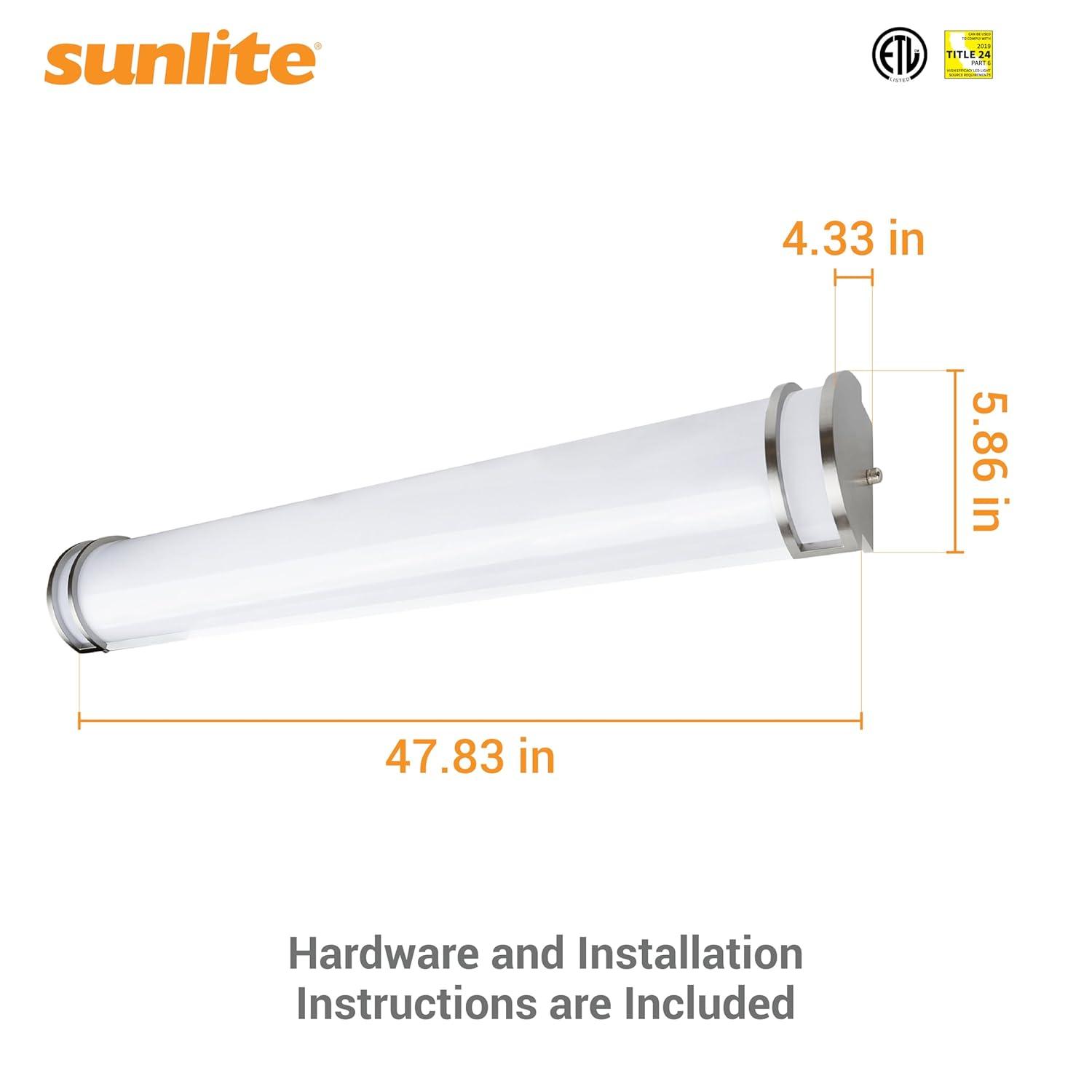 Sunlite 48-Inch Linear LED Bar Vanity Fixture, Power Selectable 28W/35W/40W, 100-277V, 4048 Lumens, Color Selectable 30K/40K/50K, 90 CRI, Dimmable, ETL Listed, Title-24 Compliant