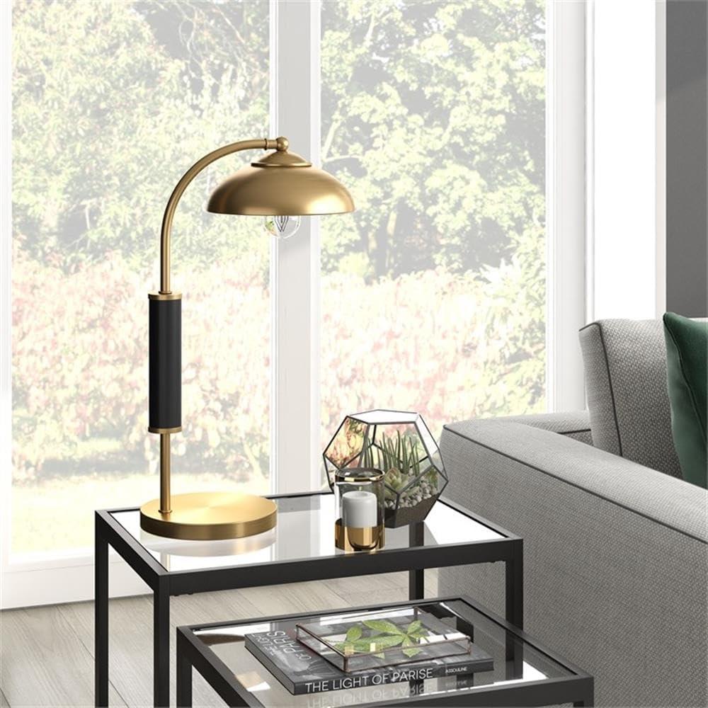 Henn&Hart 9" Brass/Matte Black Metal Table Lamp