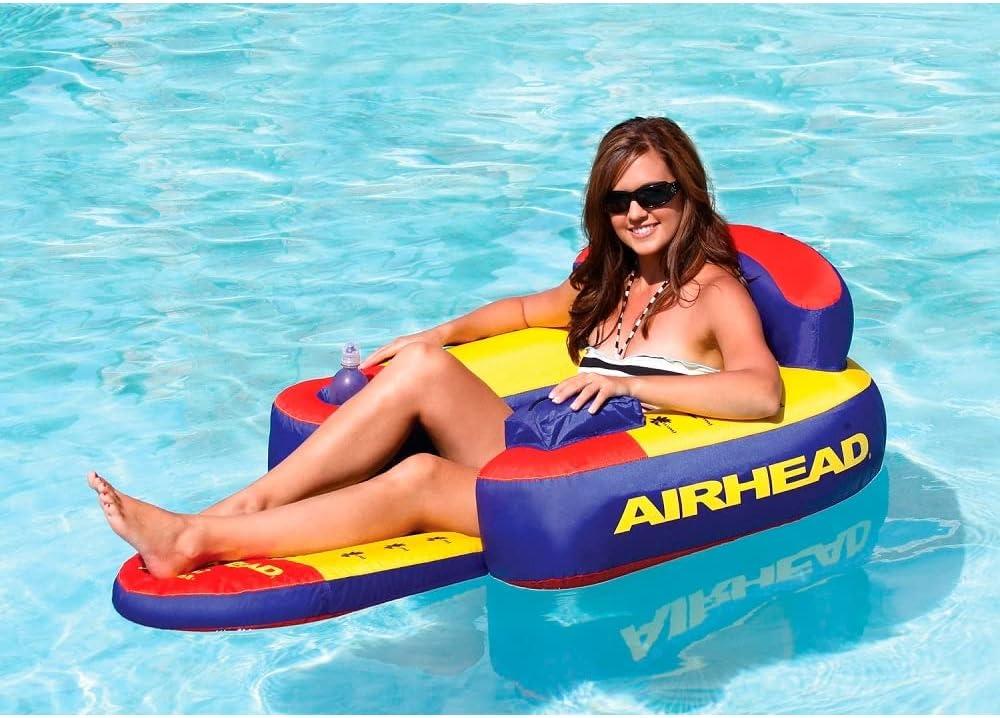 Airhead Bihimi Lounger 2 Chair Pool Float with Backrest & Cup Holders, Multi-color