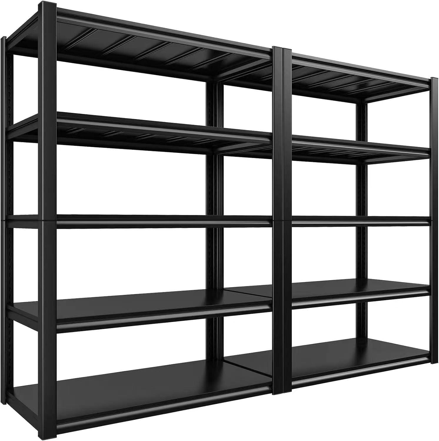 5 Tier 72"H Garage Shelving 2000LBS Heavy Duty Garage Storage Shelves Adjustable Metal Shelving Unit for Garage Storage Rack Industrial Utility Shelf 15.7" D X 35.4" W X 72" H, Black