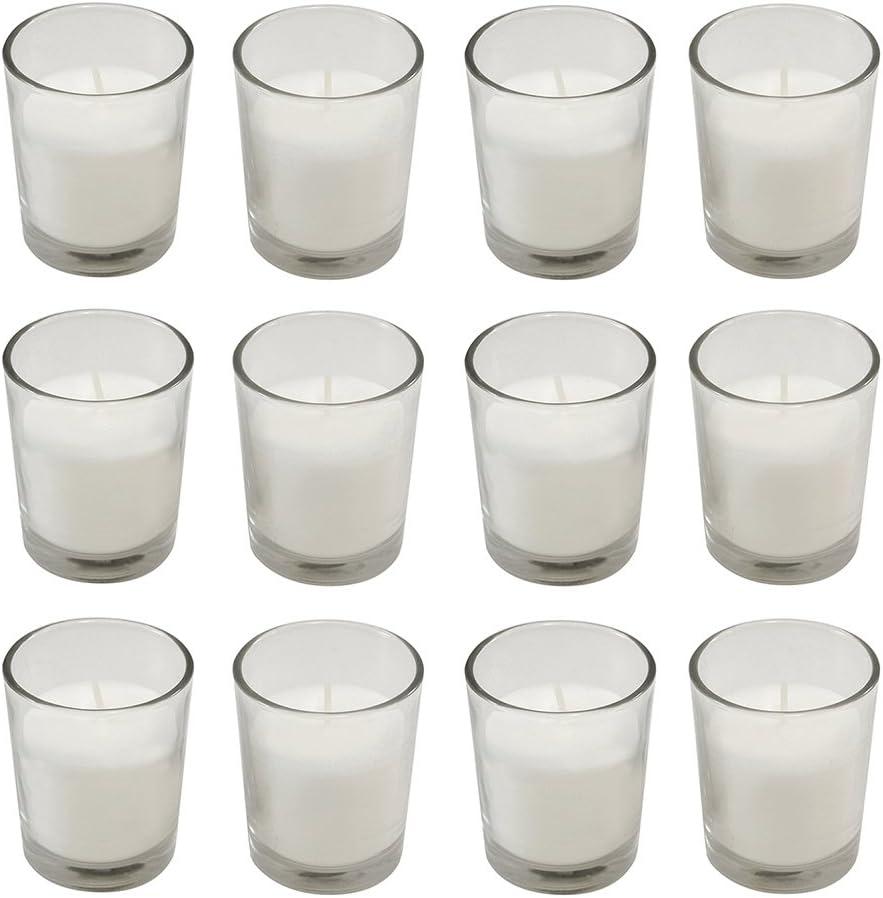 Elegant 10'' White Scented Votive Candles in Clear Glass Set of 12