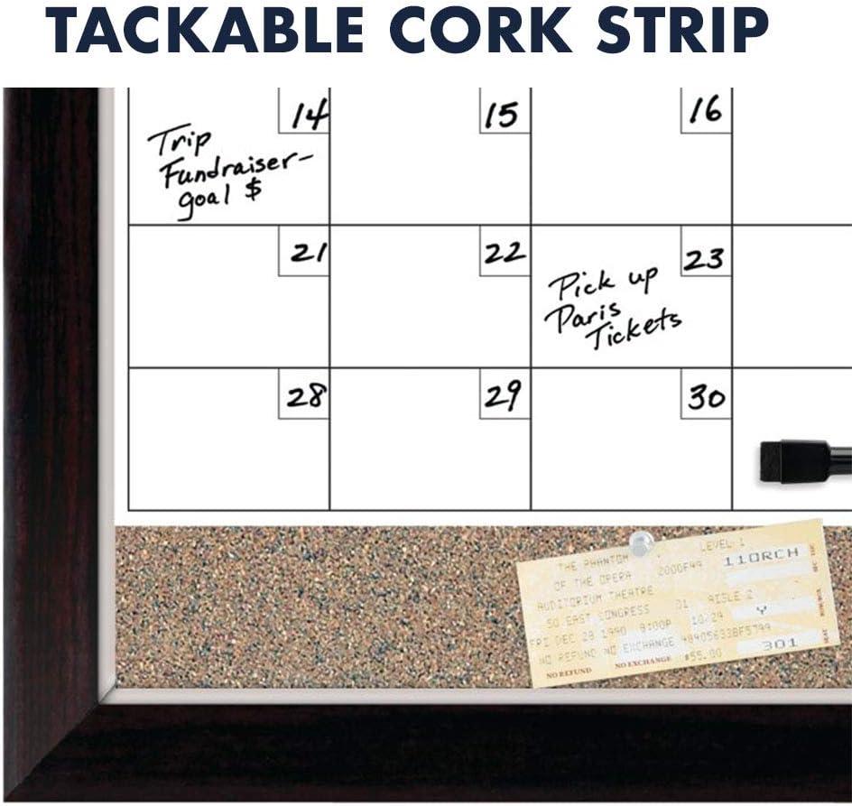 Quartet Home Décor Magnetic Combination Calendar Board, Dry-Erase and Cork, 17" x 23", Two-Tone Frame