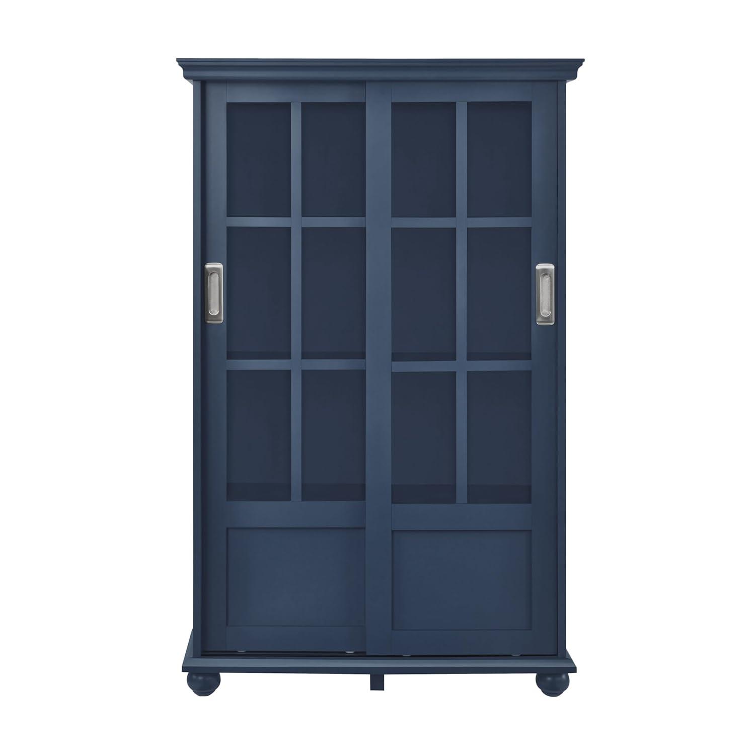 Ameriwood Home Aaron Lane Bookcase with Sliding Glass Doors, Blue