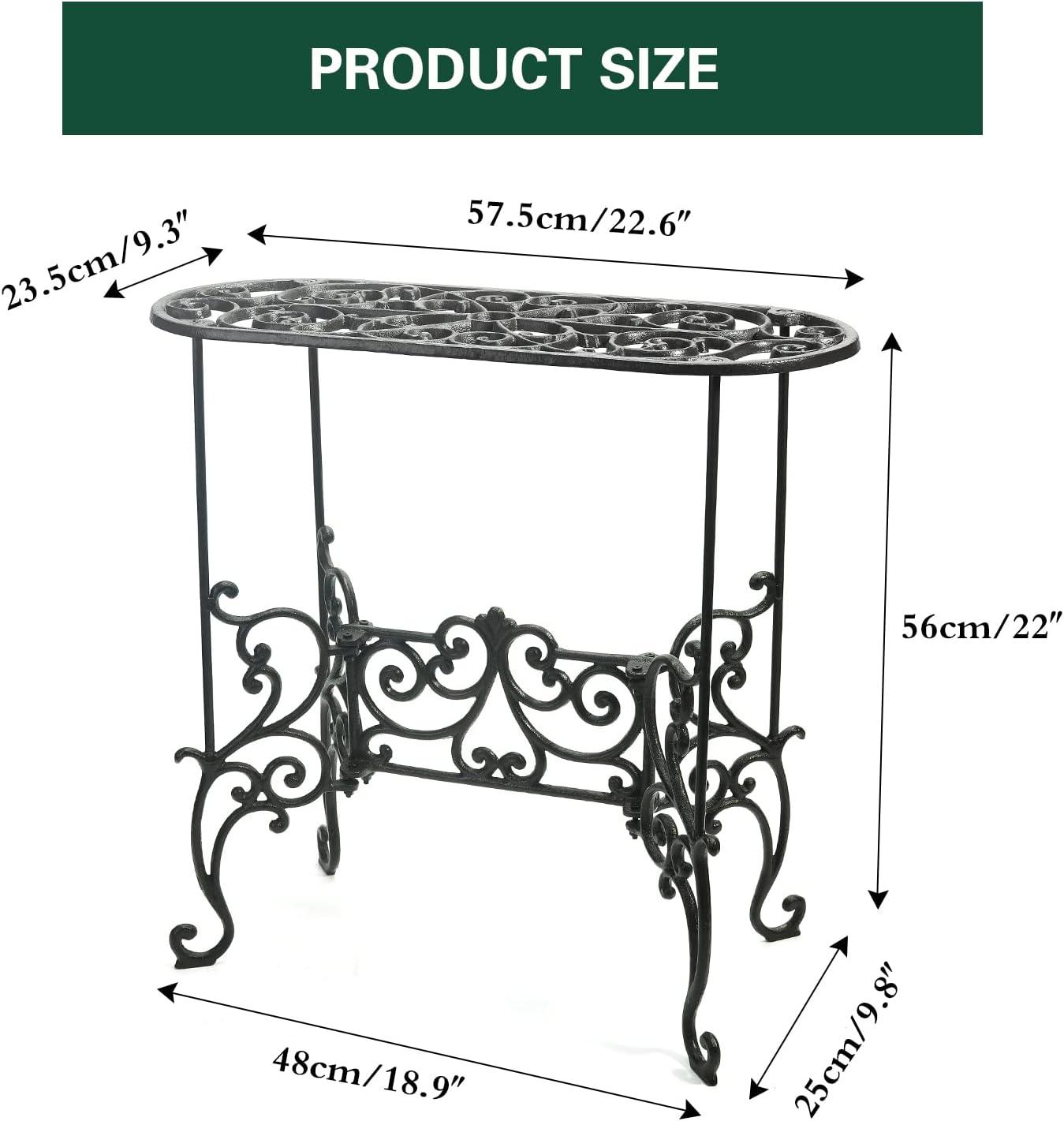 Vintage Black Cast Iron Plant Stand Table